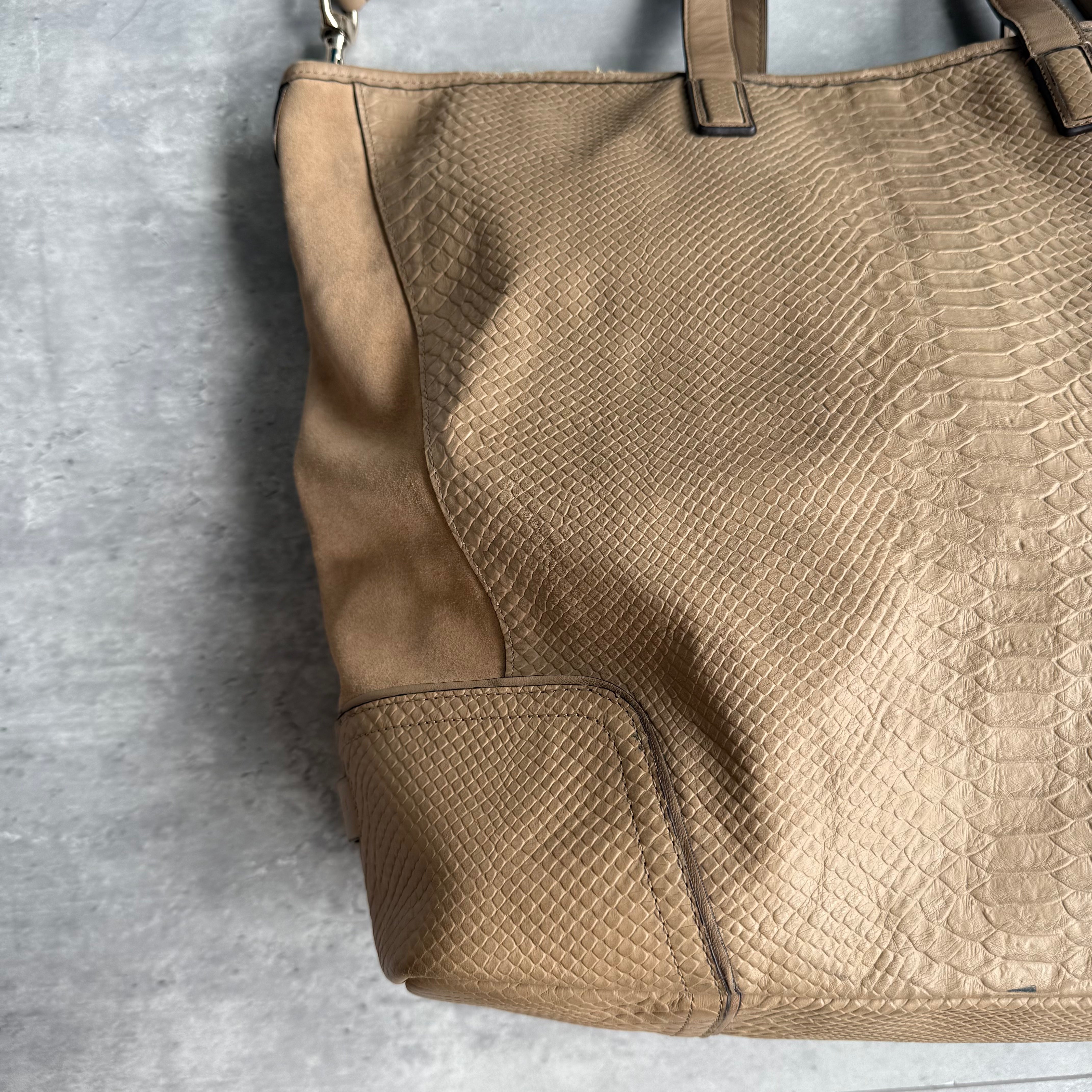 Coach Hadley XL Python Tote Bag Tan