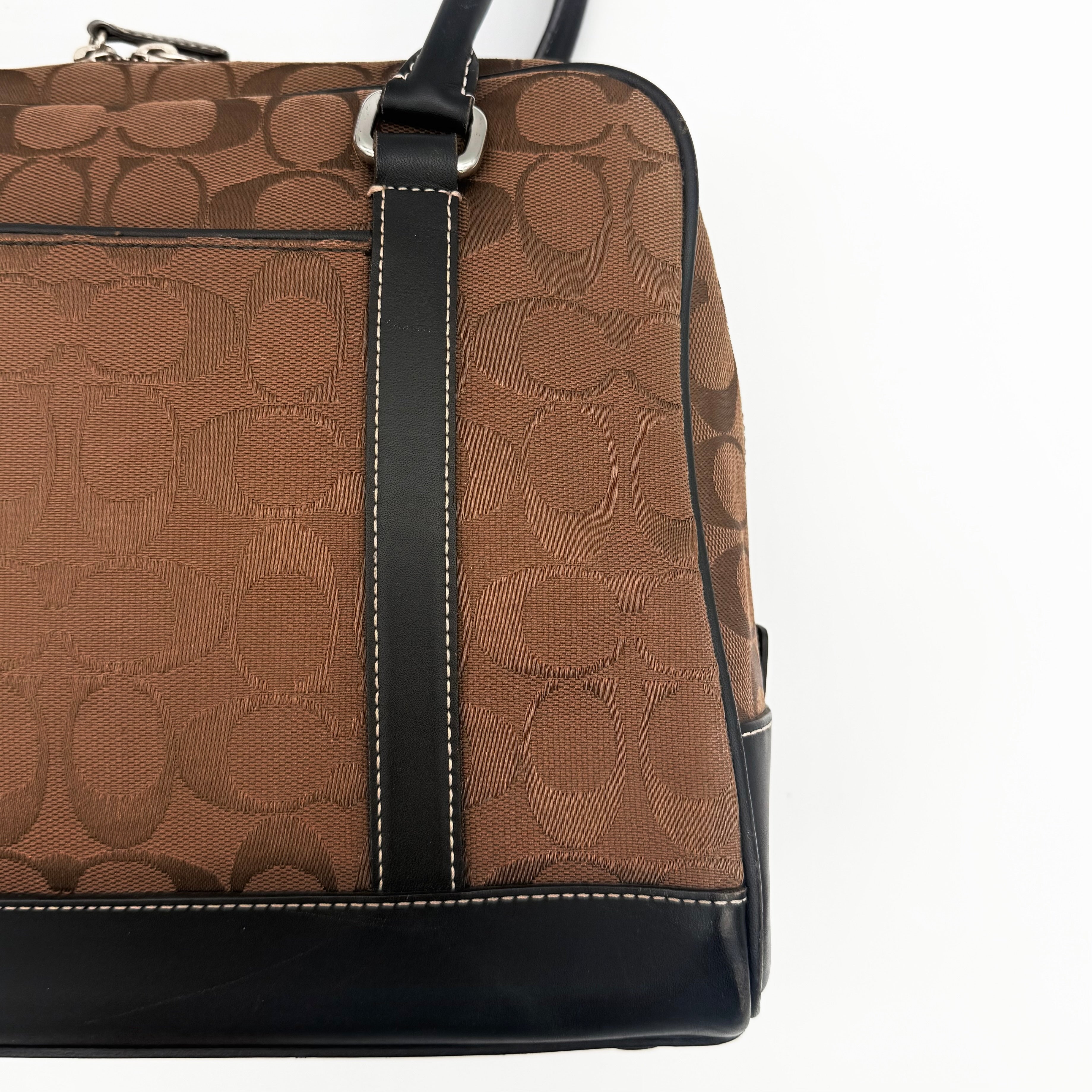 Coach Signature Canvas Satchel Handbag Brown/Black
