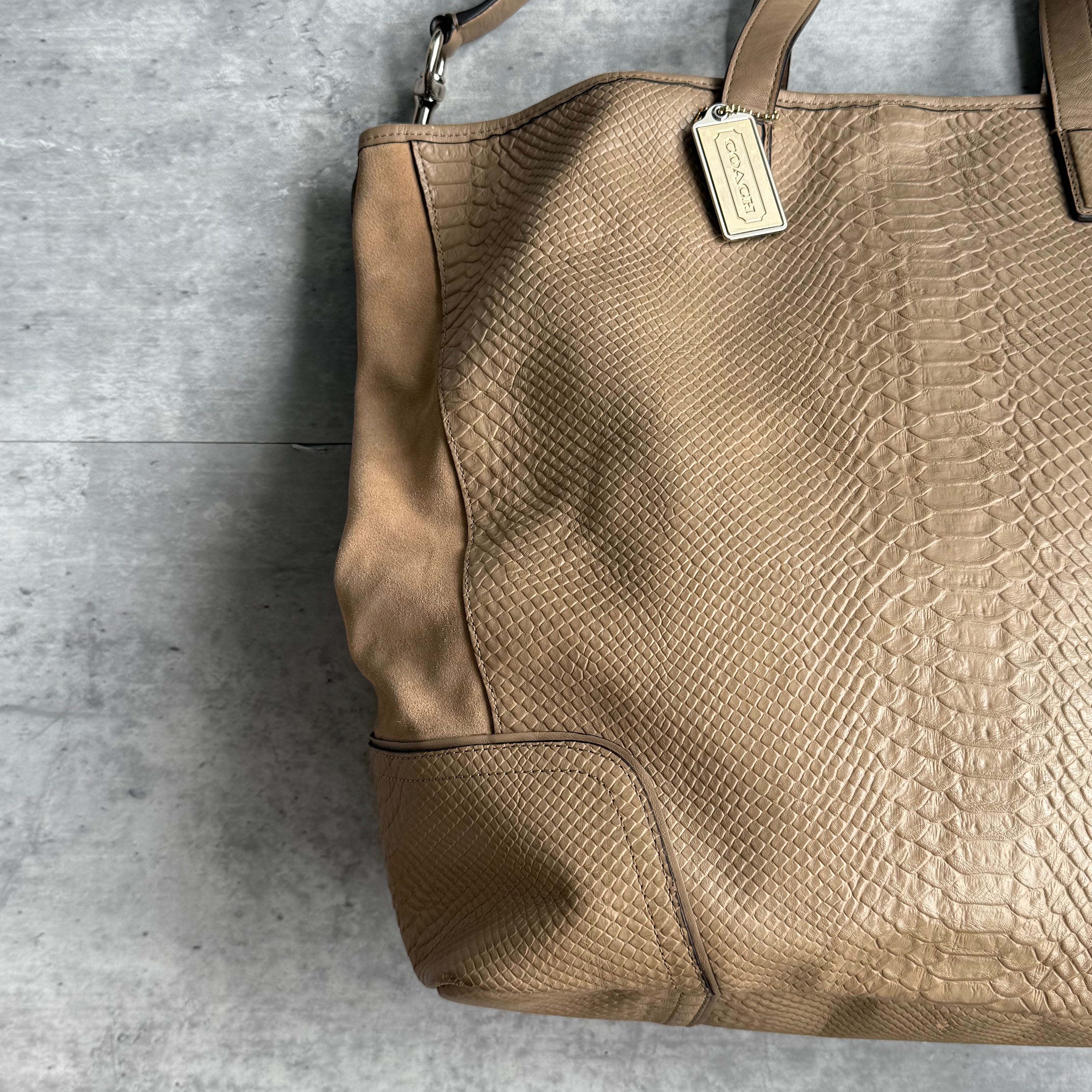 Coach Hadley XL Python Tote Bag Tan