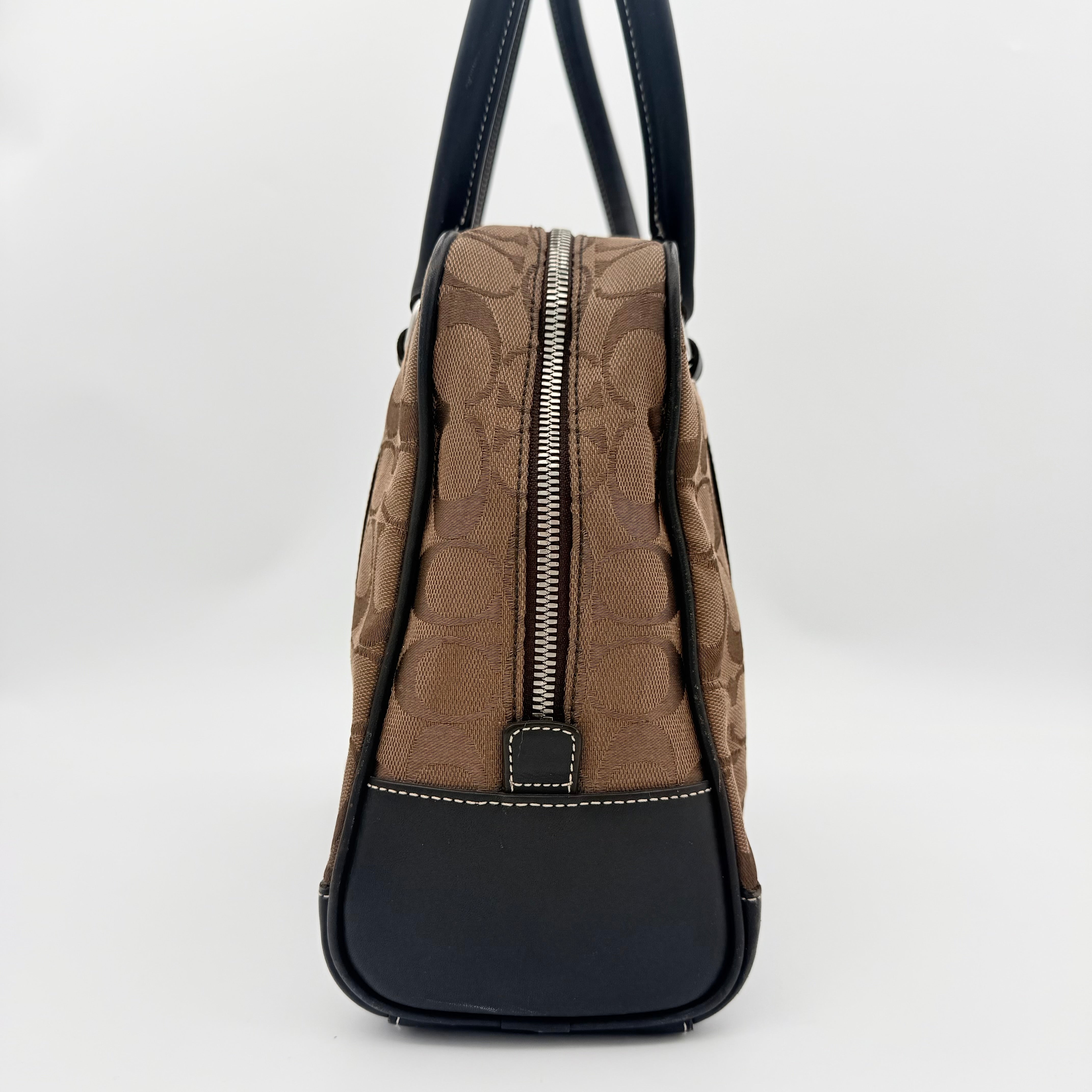 Coach Signature Canvas Satchel Handbag Brown/Black