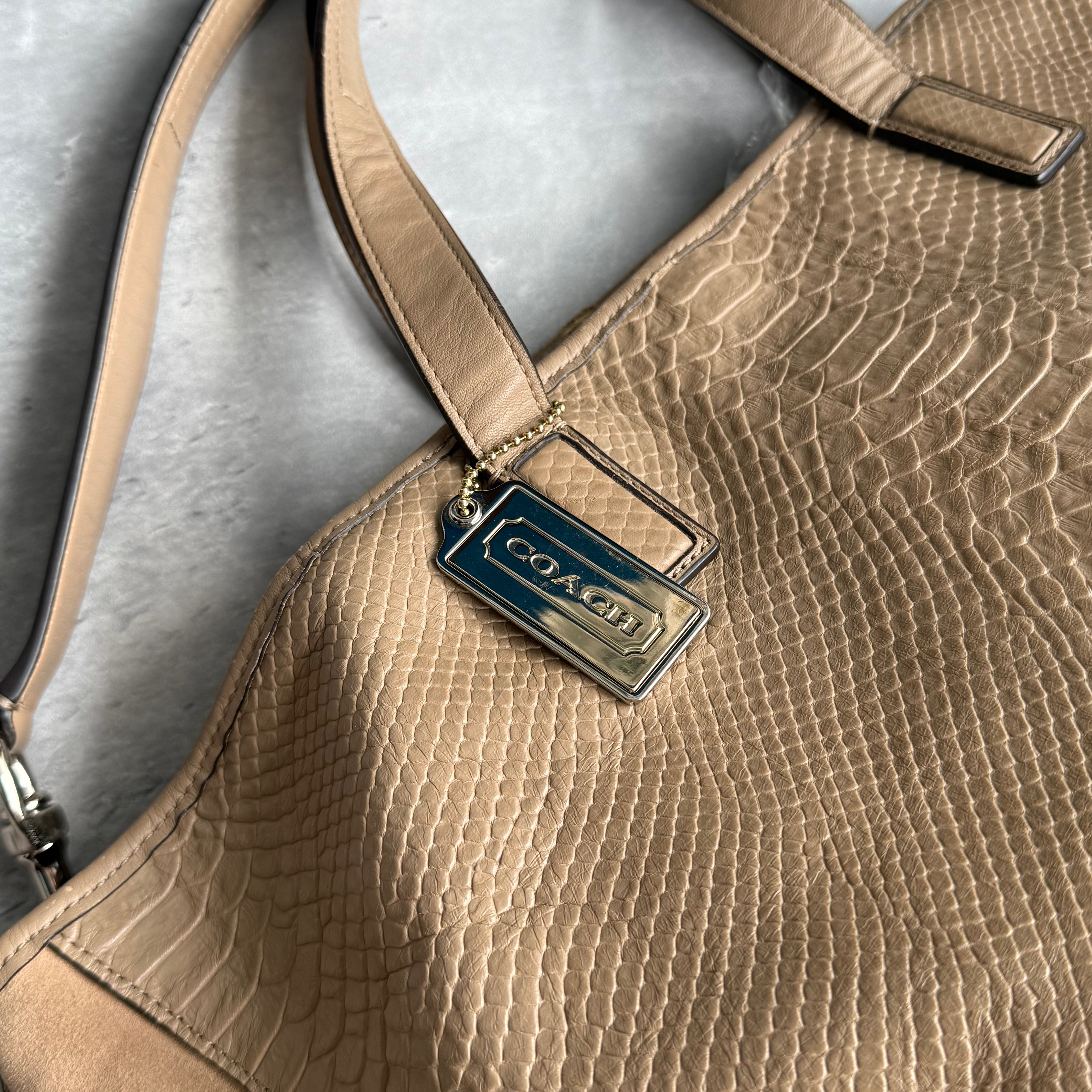 Coach Hadley XL Python Tote Bag Tan