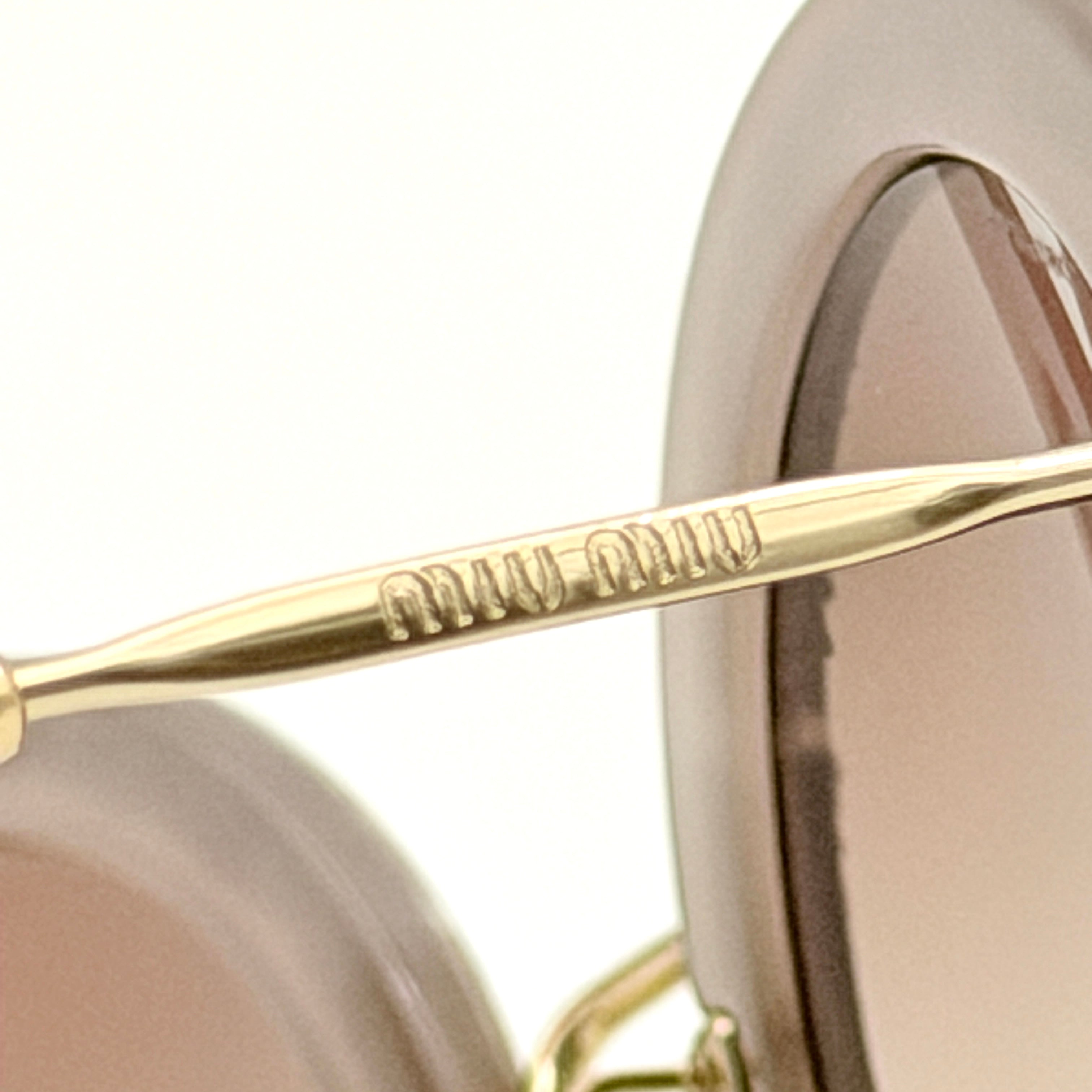 Miu Miu SMU 08R Round Crystal Sunglasses Gold