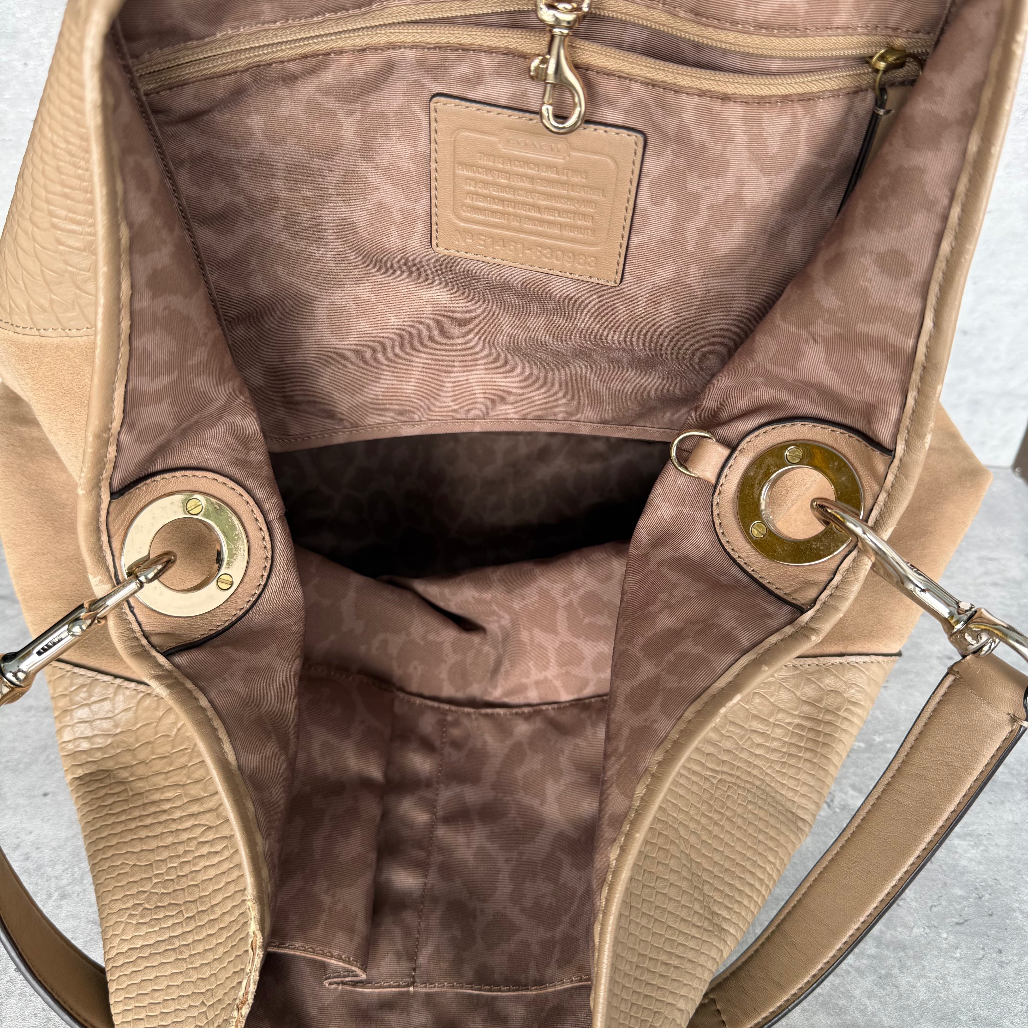 Coach Hadley XL Python Tote Bag Tan