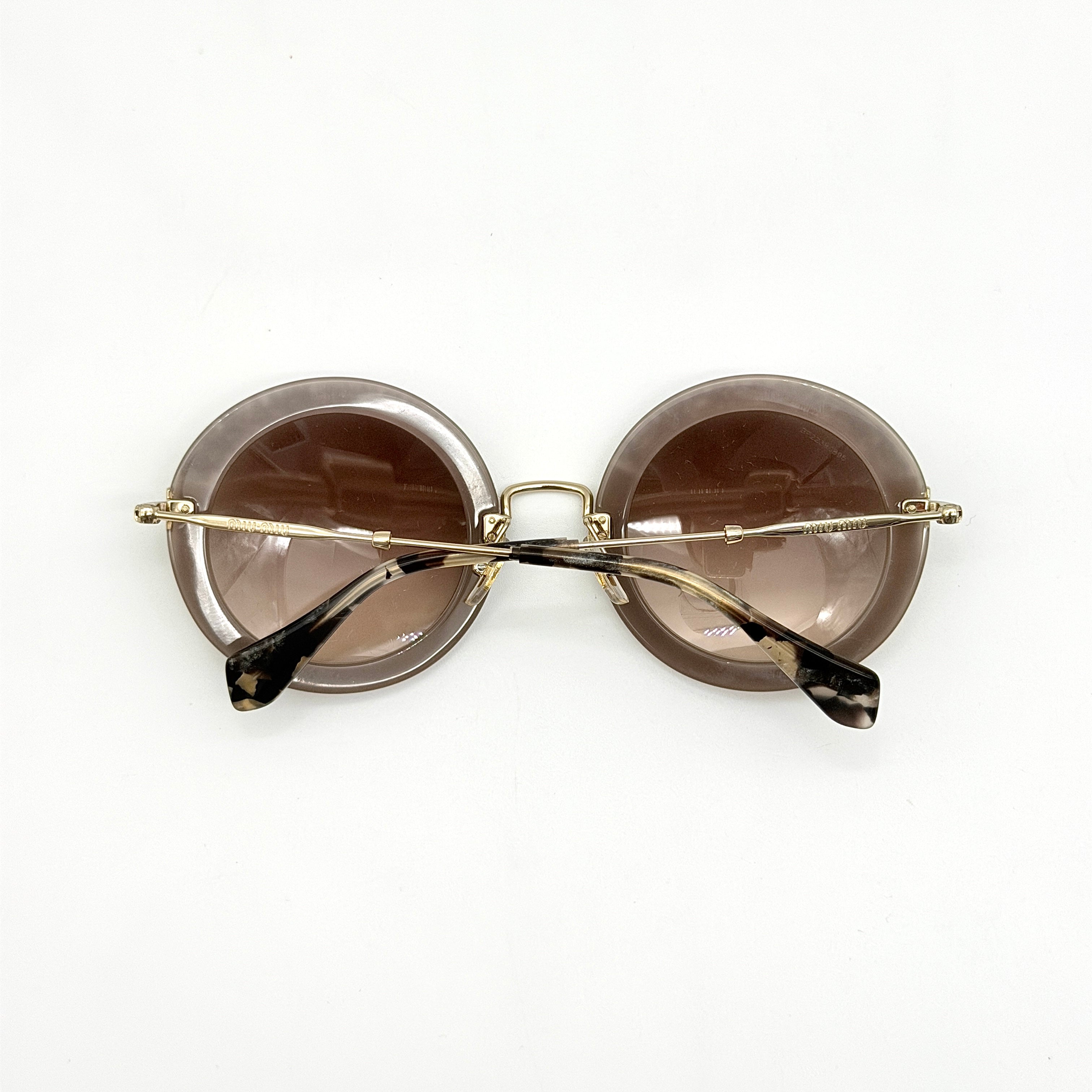 Miu Miu SMU 08R Round Crystal Sunglasses Gold