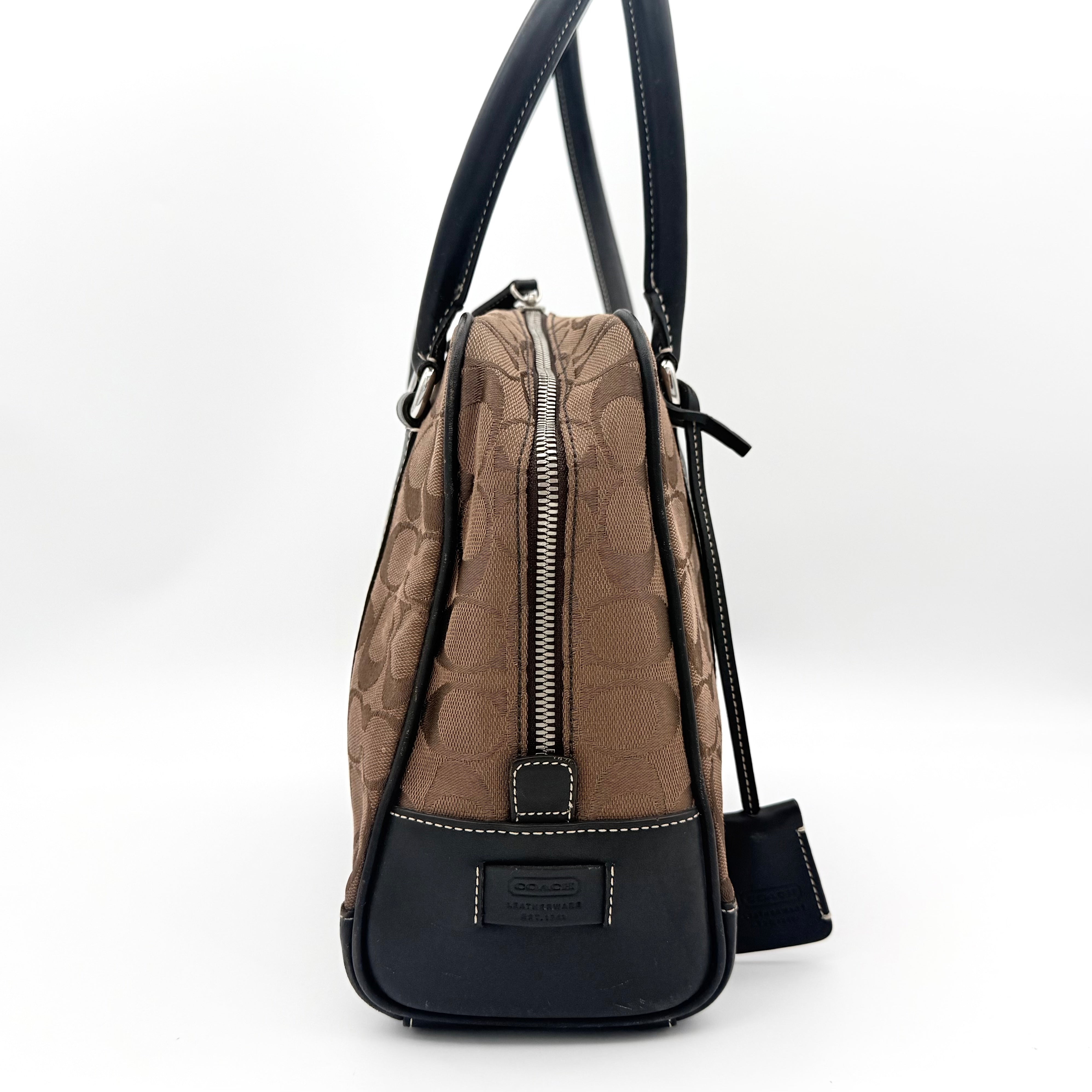 Coach Signature Canvas Satchel Handbag Brown/Black