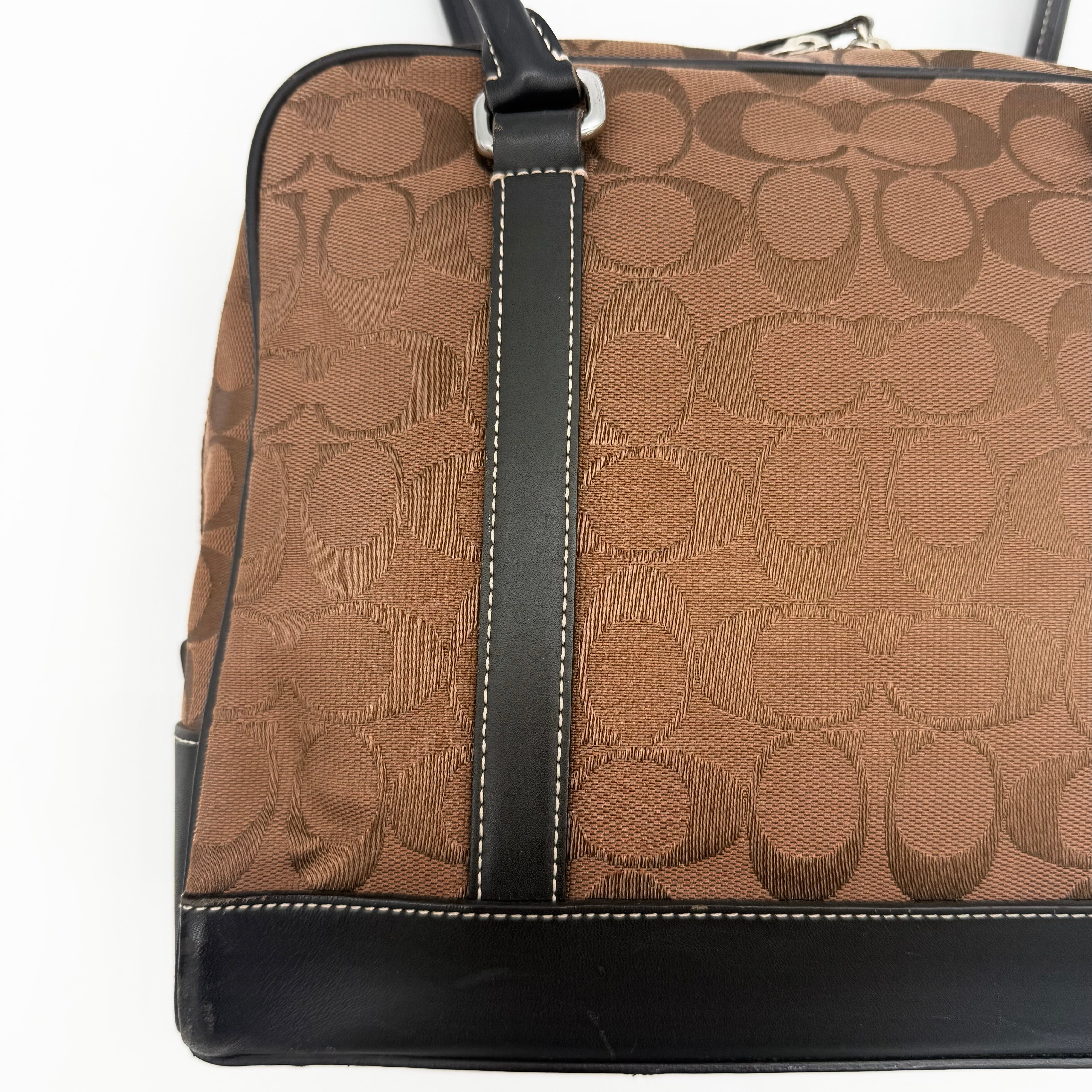 Coach Signature Canvas Satchel Handbag Brown/Black