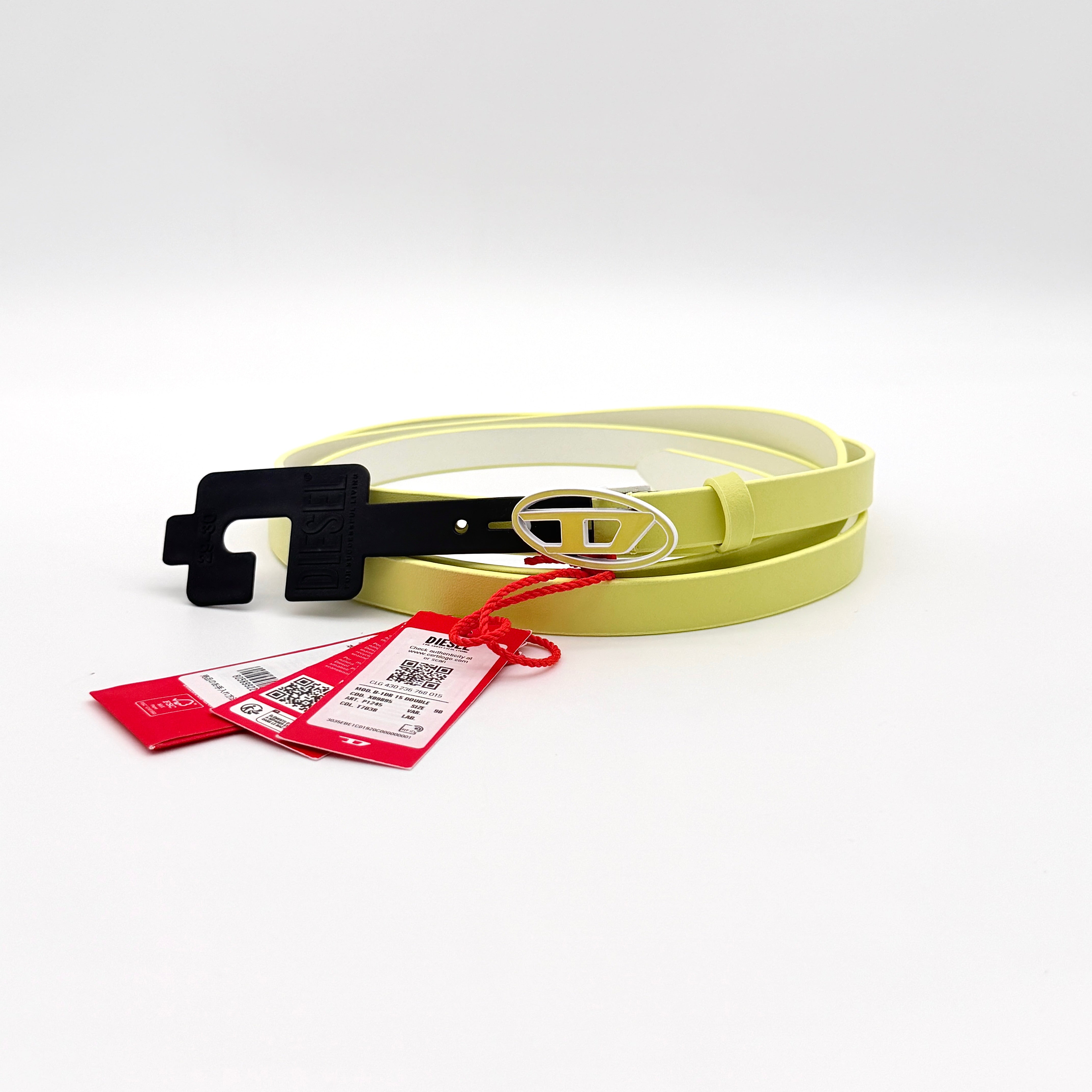 Diesel D-Logo B-1DR 15 Double Belt Yellow