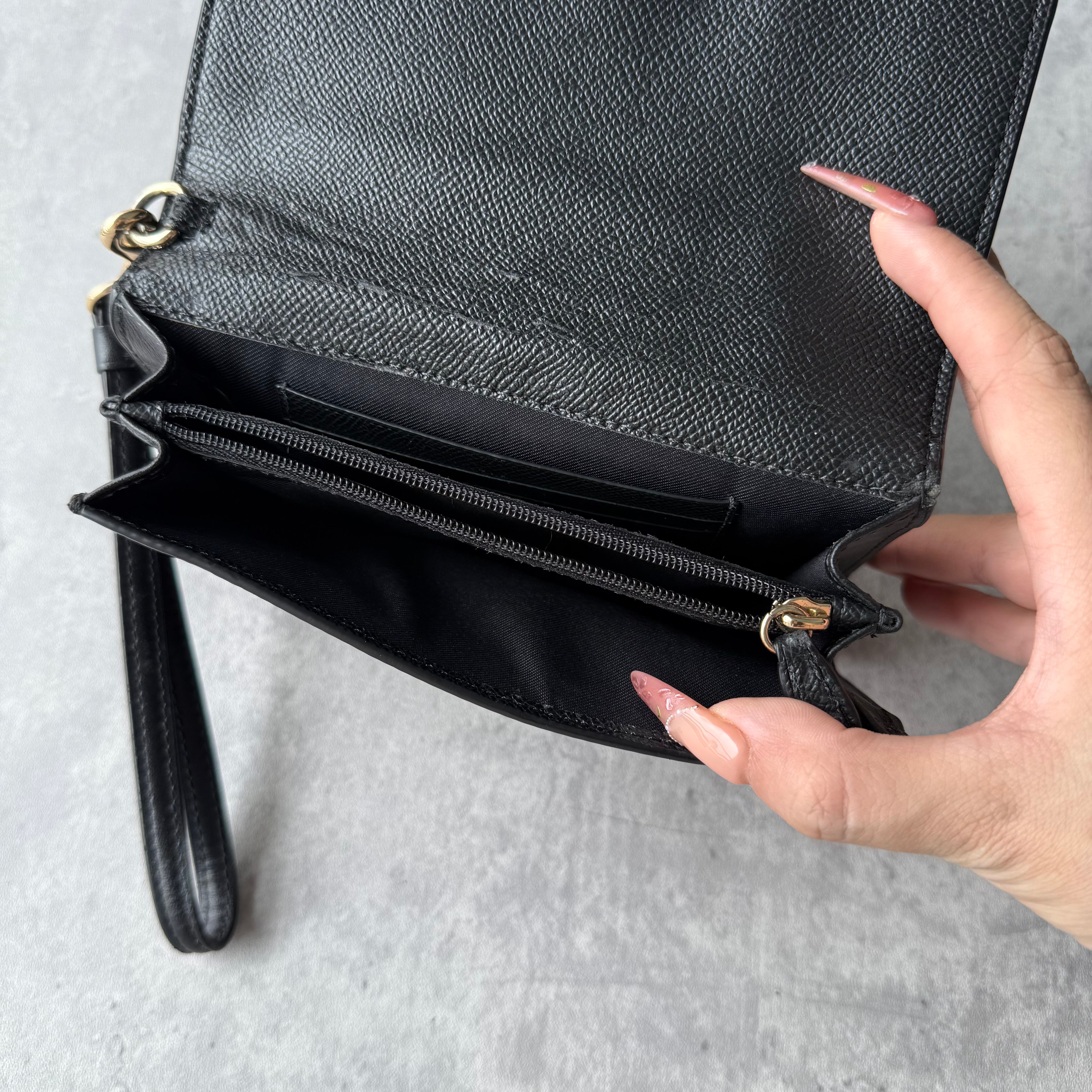 Coach Flap Wristlet Wallet Black