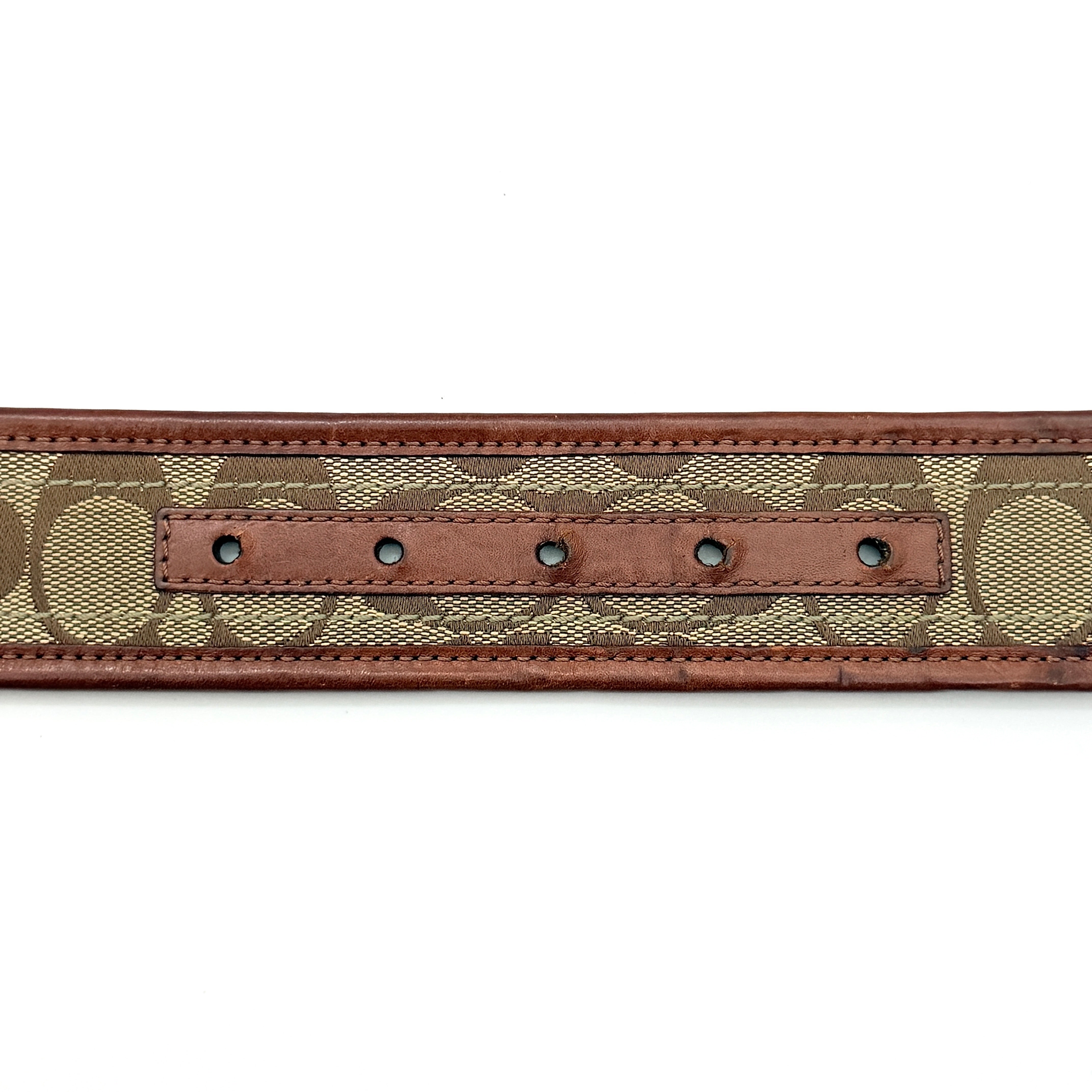 Coach Signature Canvas Buckle Belt Brown