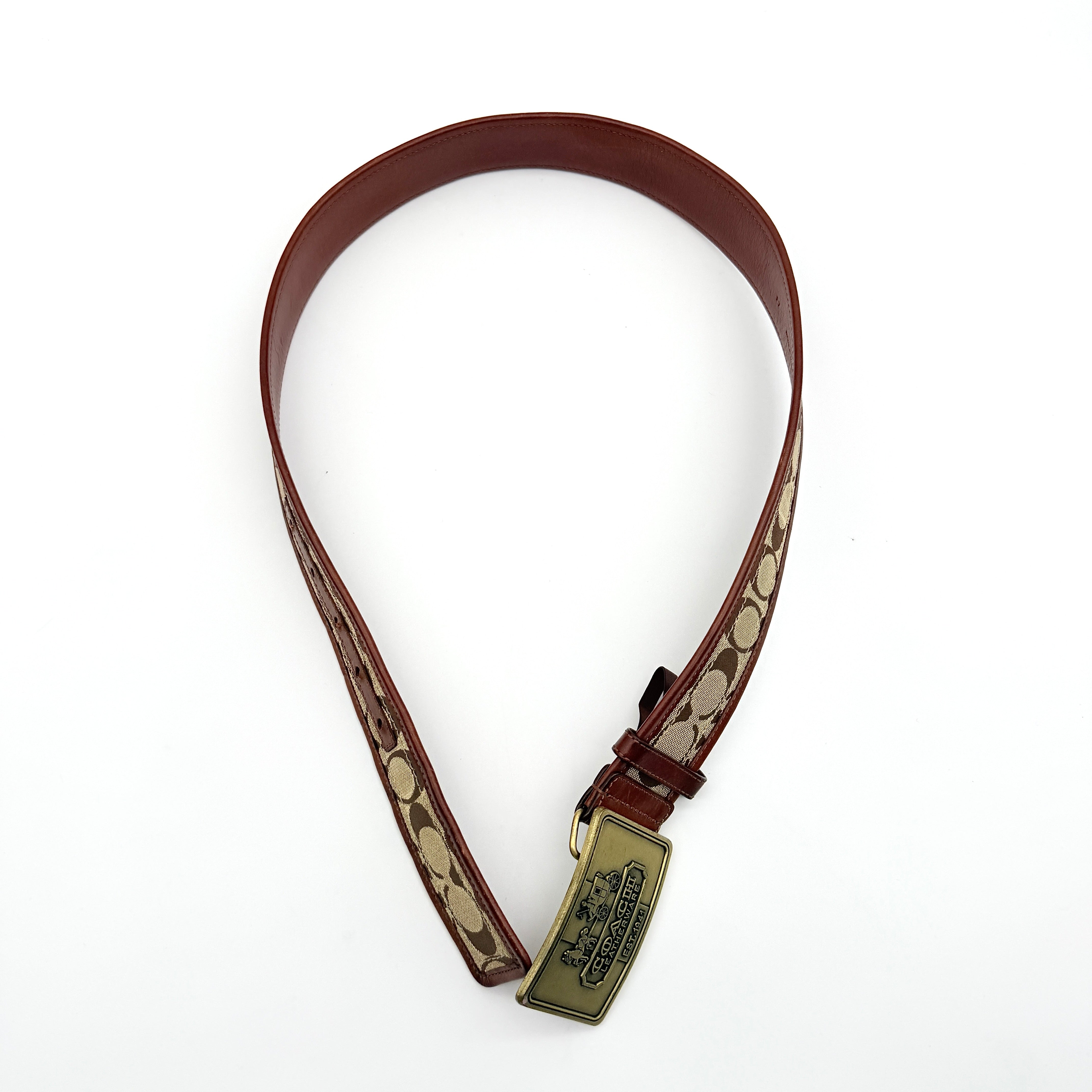 Coach Signature Canvas Buckle Belt Brown