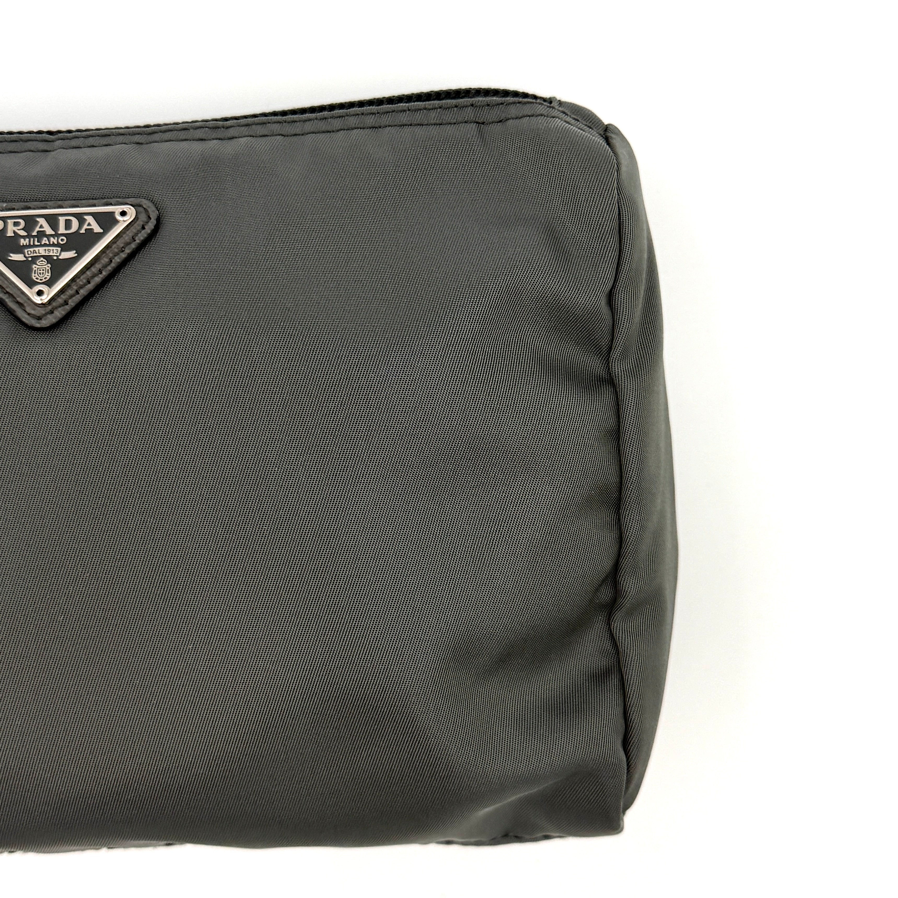 Prada Nylon Cosmetic Pouch Bag Grey