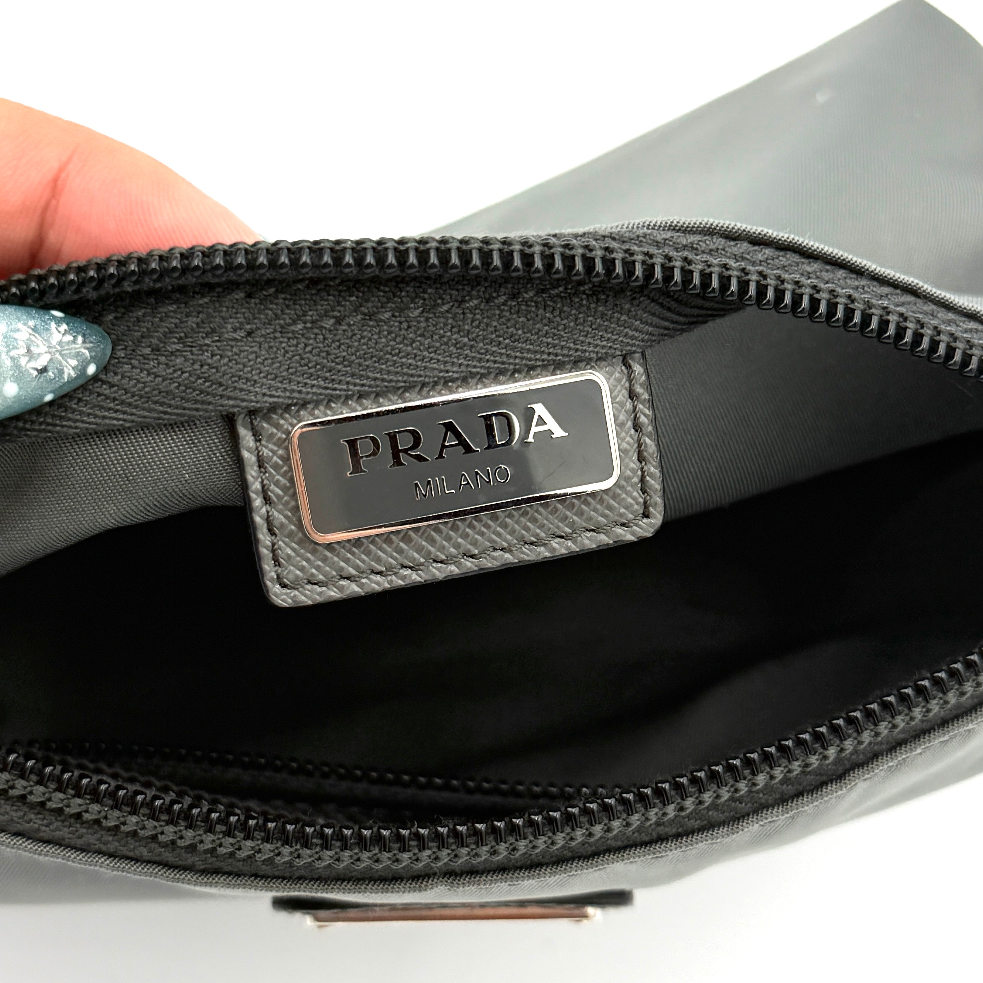 Prada Nylon Cosmetic Pouch Bag Grey