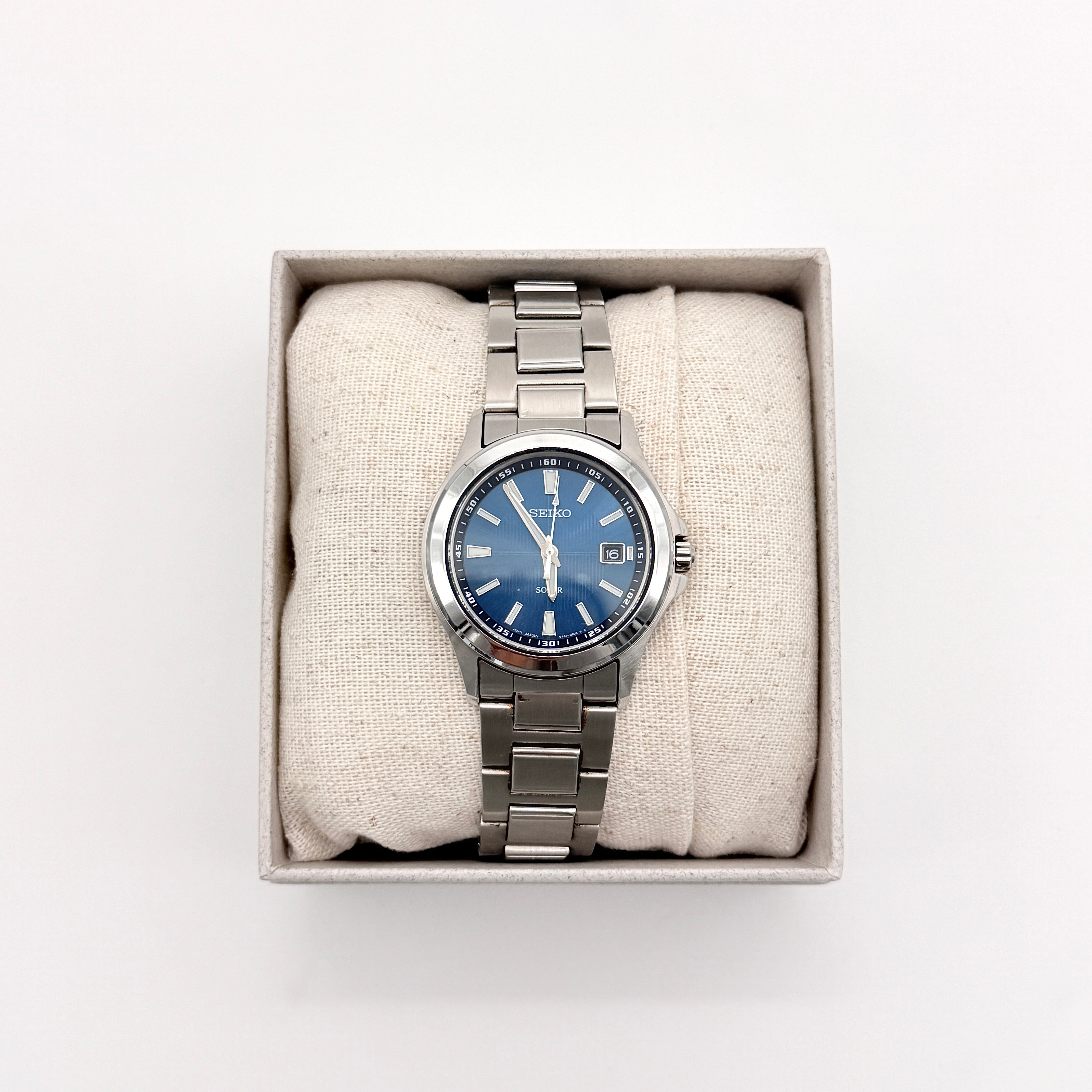 Seiko Solar V147-0AR0 Blue Dial Watch