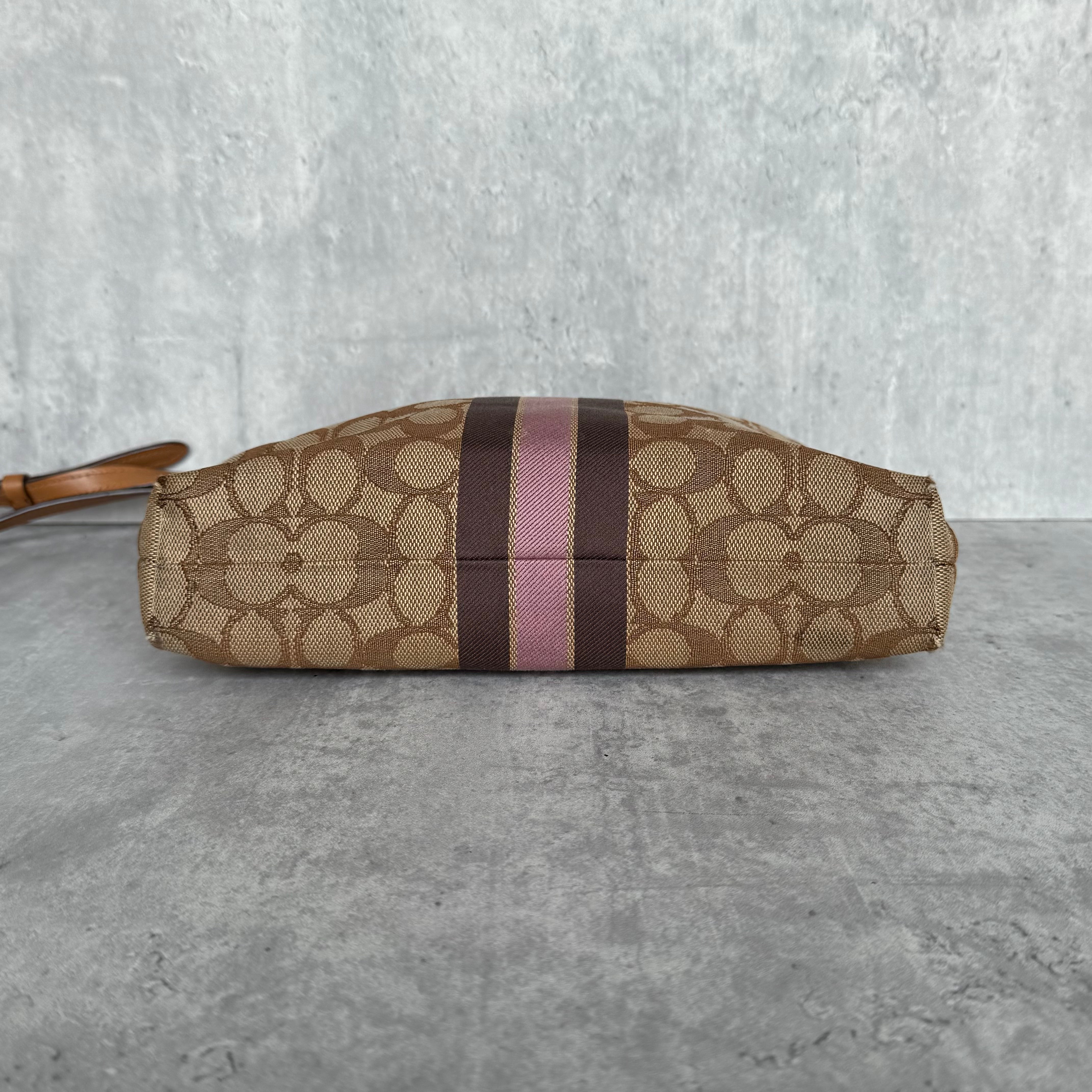 Coach Stripe File Crossbody Bag Pink/Beige