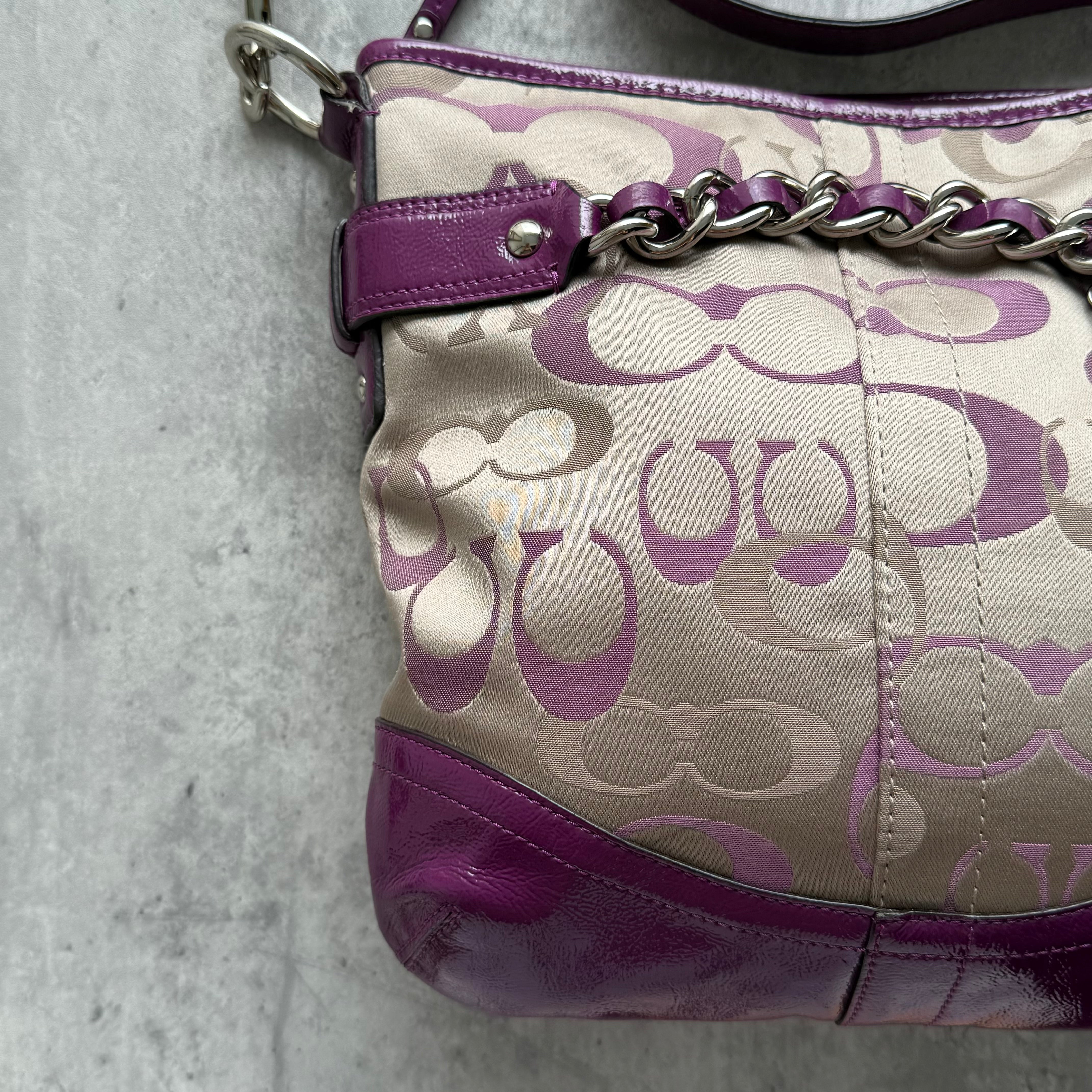 Coach Signature Canvas Crossbody Bag Purple/Beige