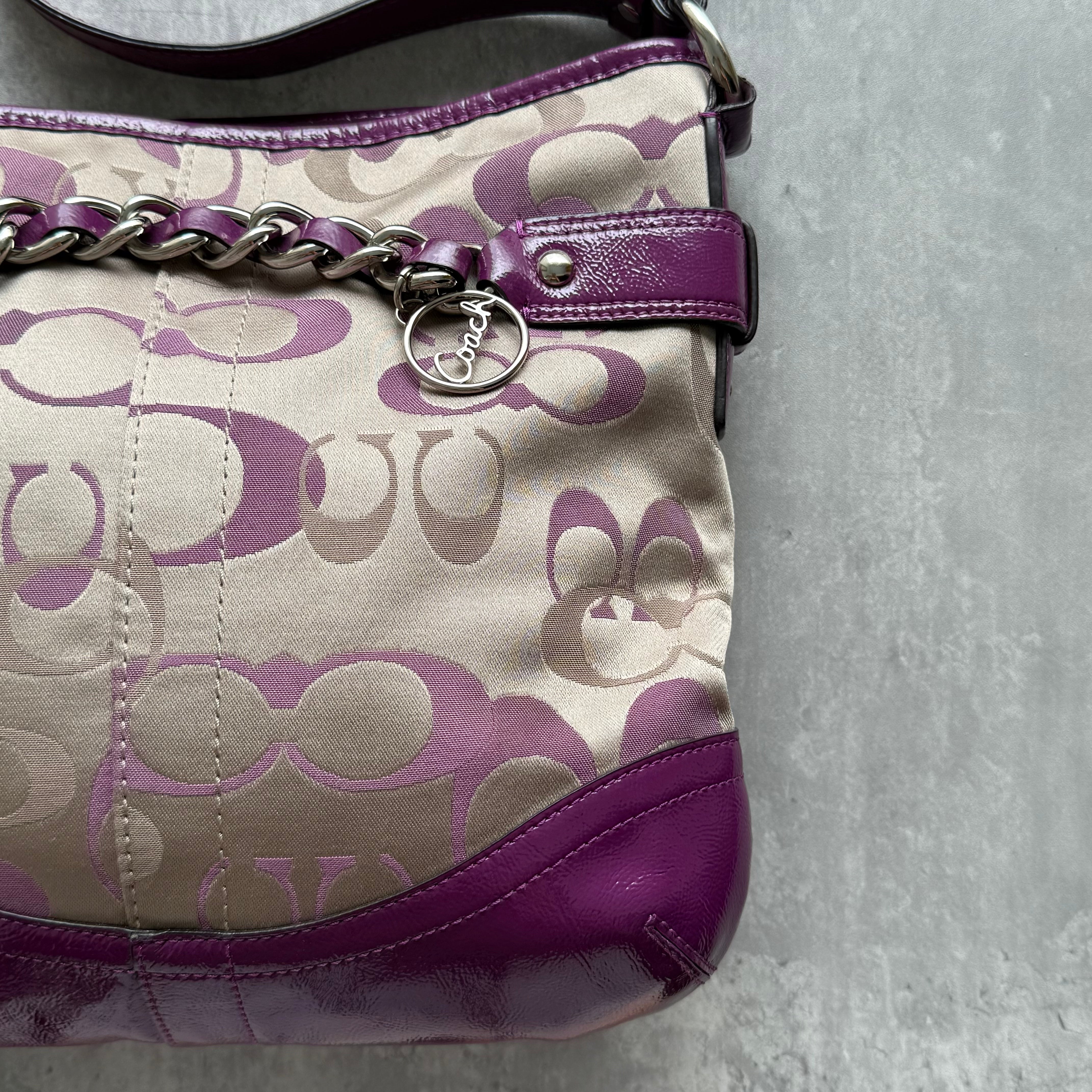 Coach Signature Canvas Crossbody Bag Purple/Beige