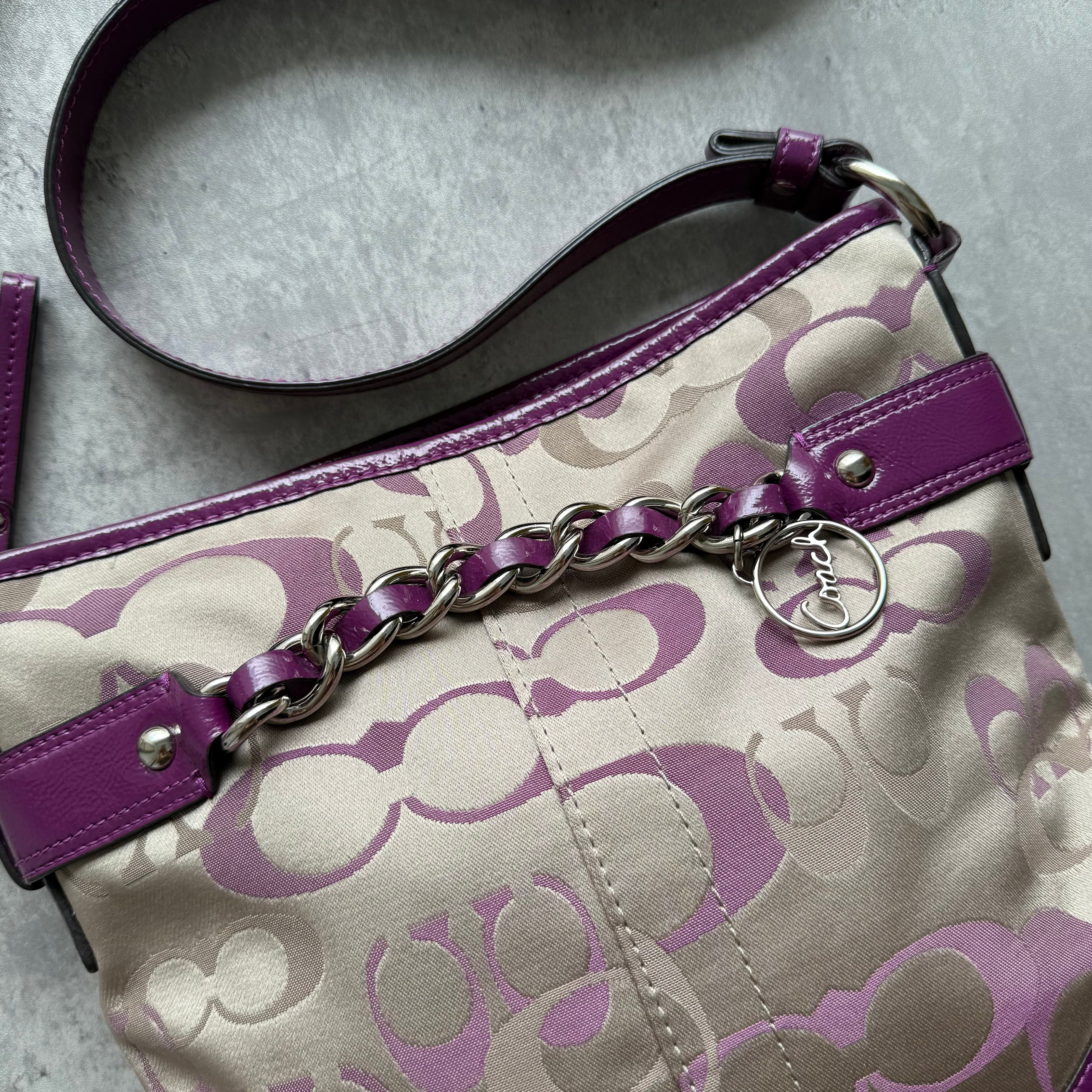 Coach Signature Canvas Crossbody Bag Purple/Beige