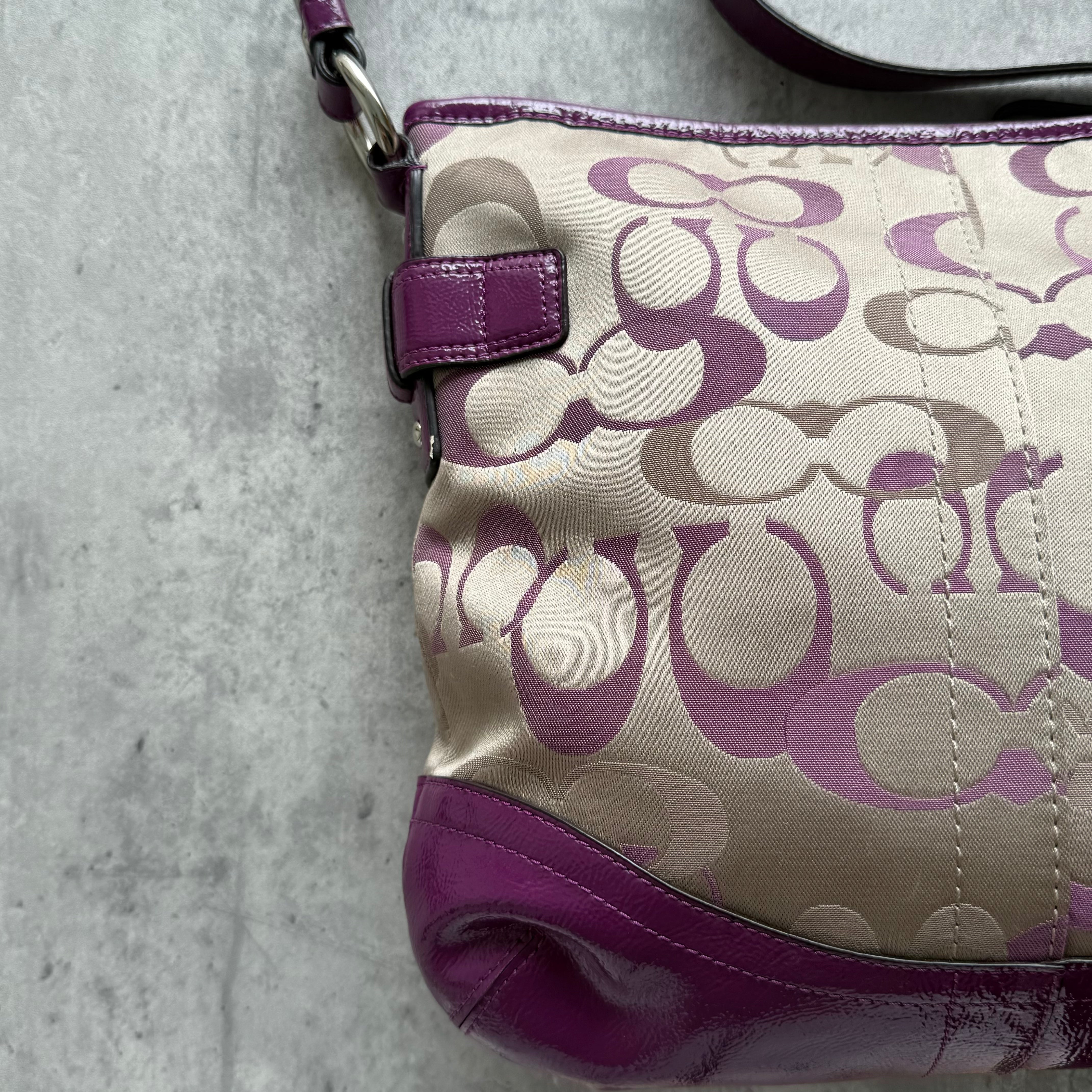 Coach Signature Canvas Crossbody Bag Purple/Beige