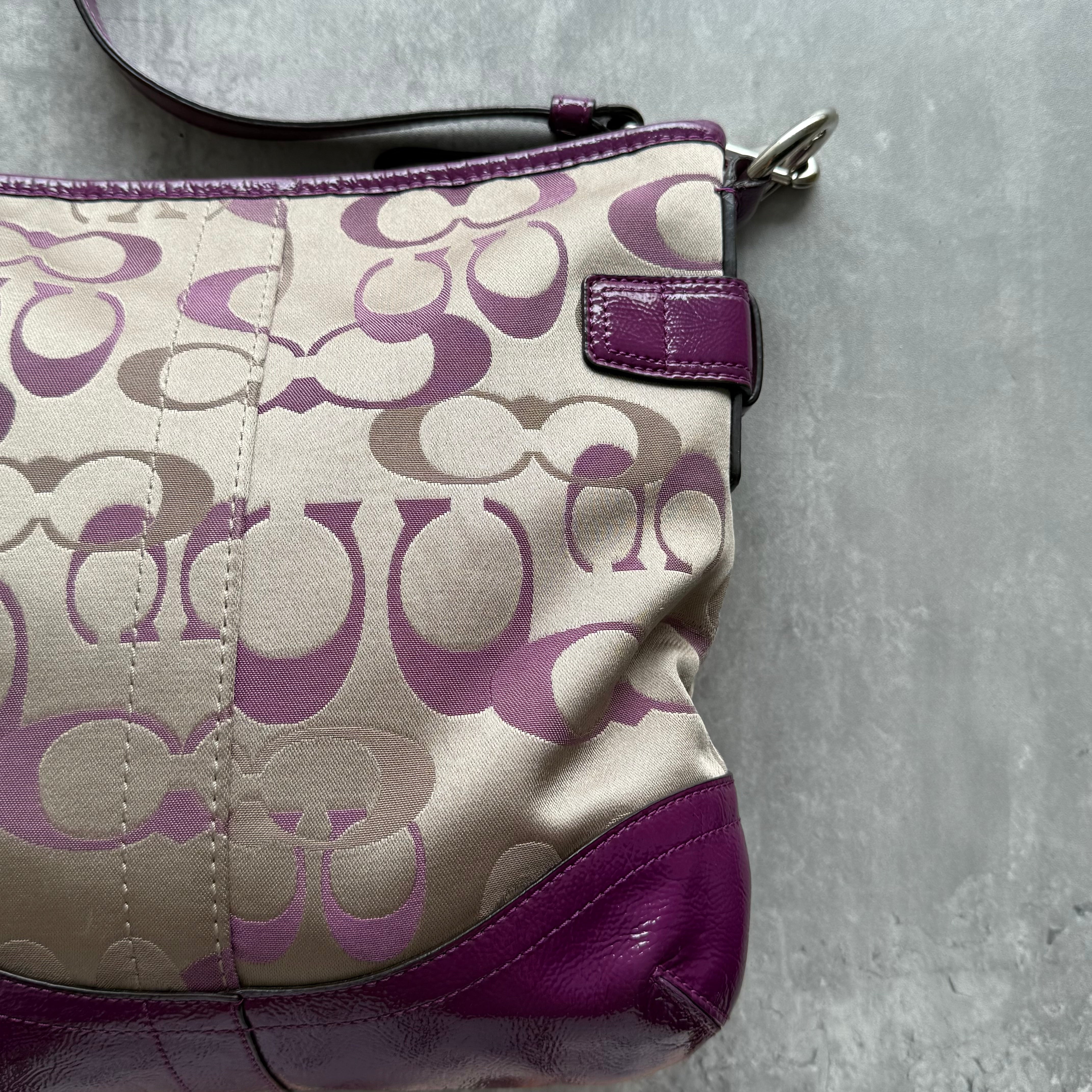 Coach Signature Canvas Crossbody Bag Purple/Beige