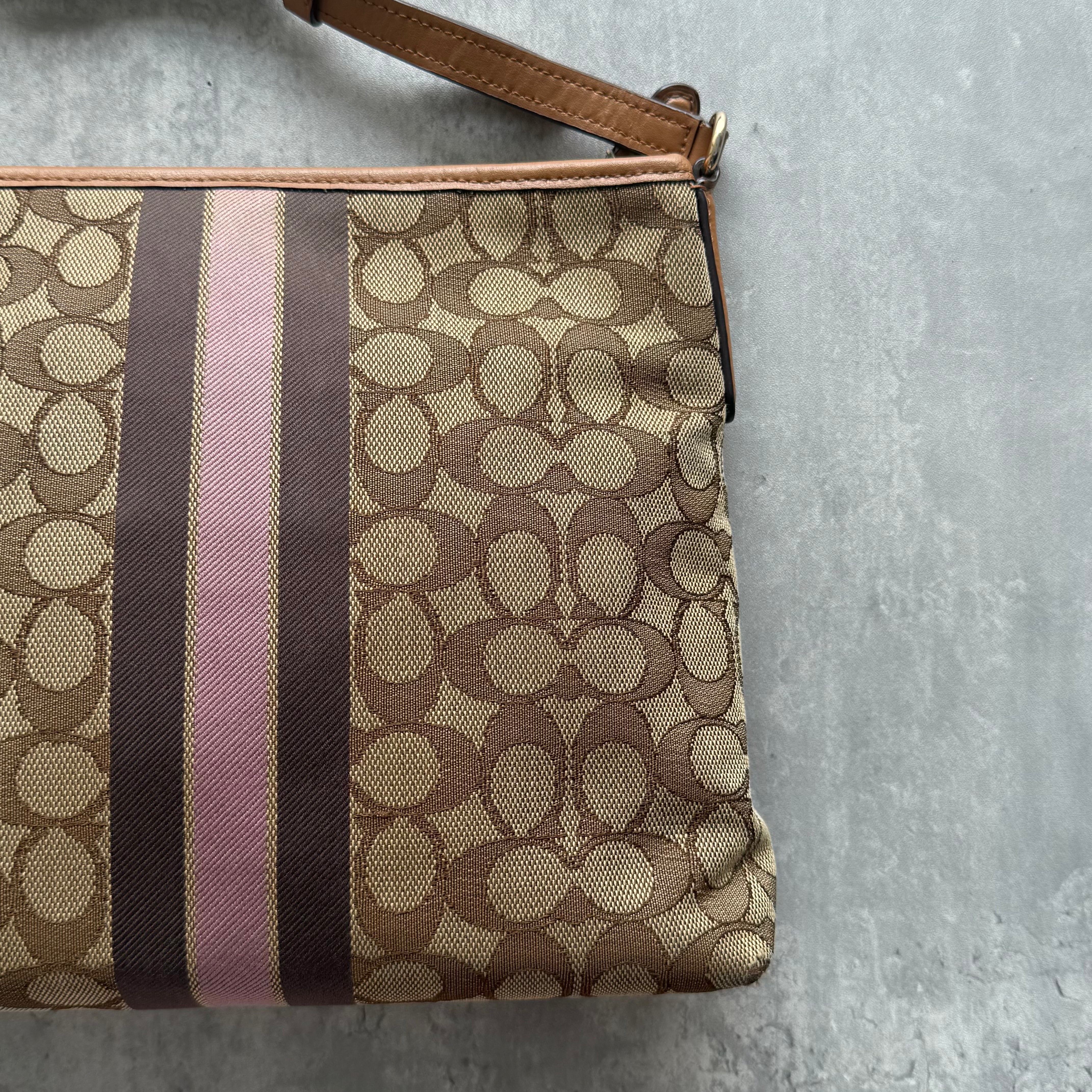 Coach Stripe File Crossbody Bag Pink/Beige