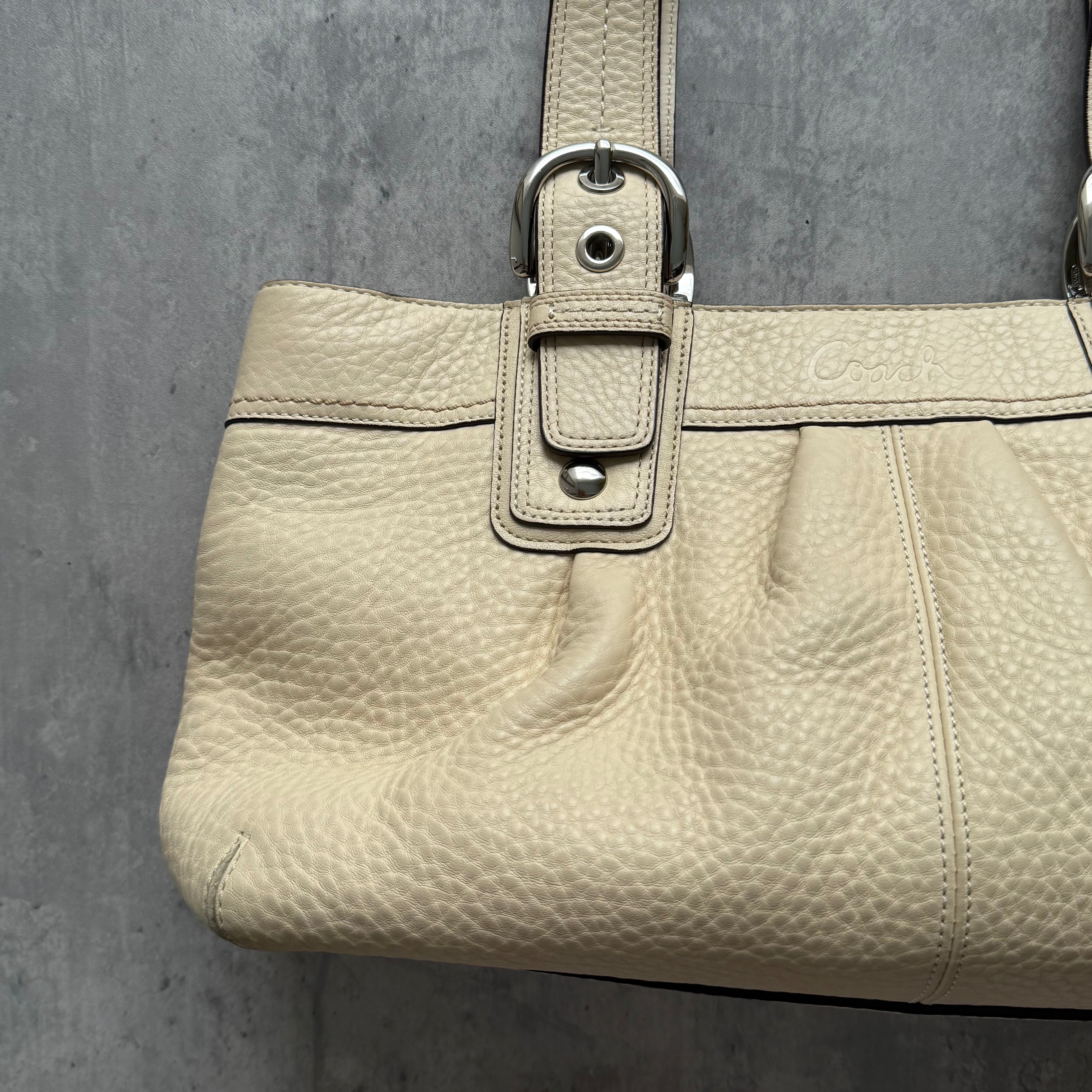Coach Soho Pleated Leather Satchel Bag Cream