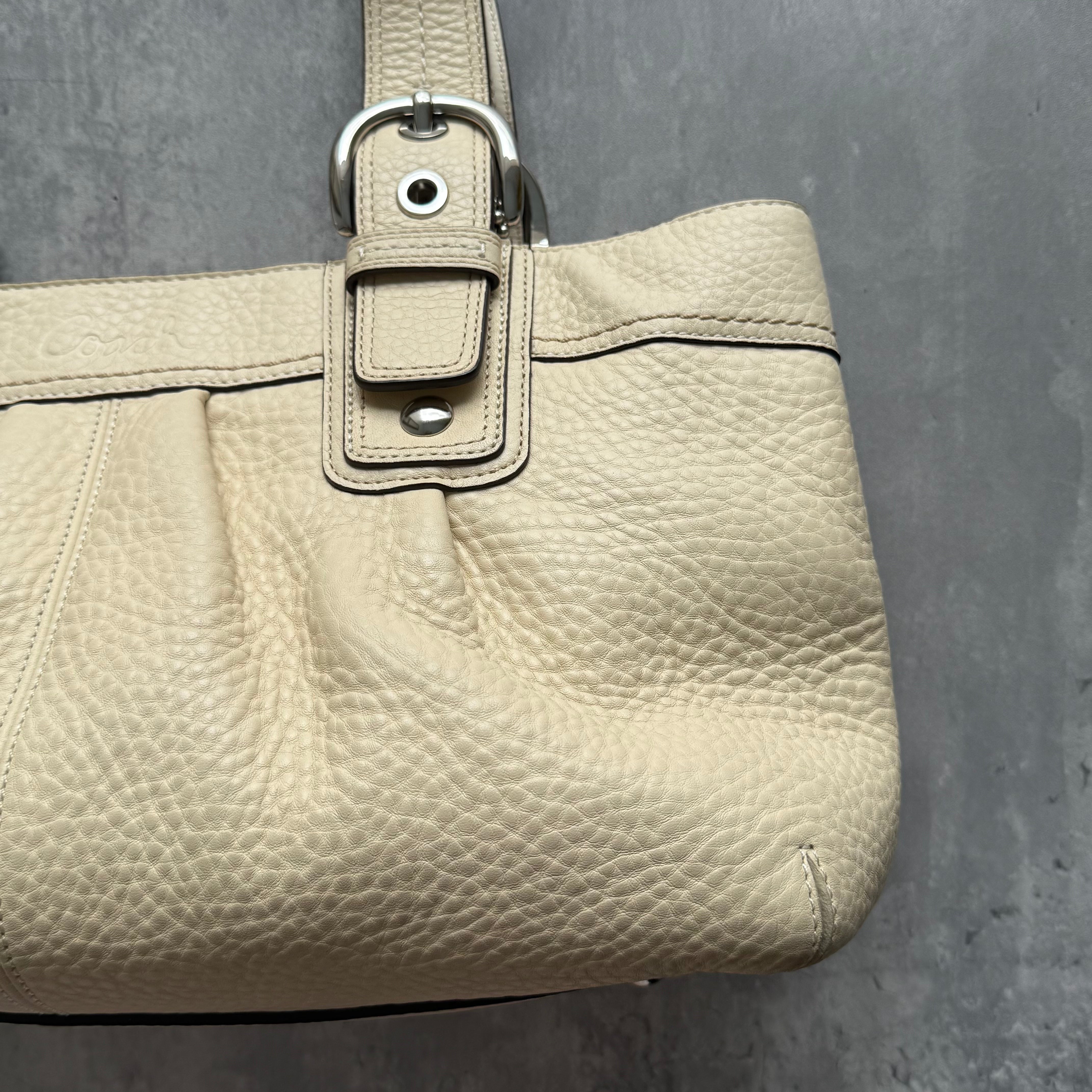 Coach Soho Pleated Leather Satchel Bag Cream
