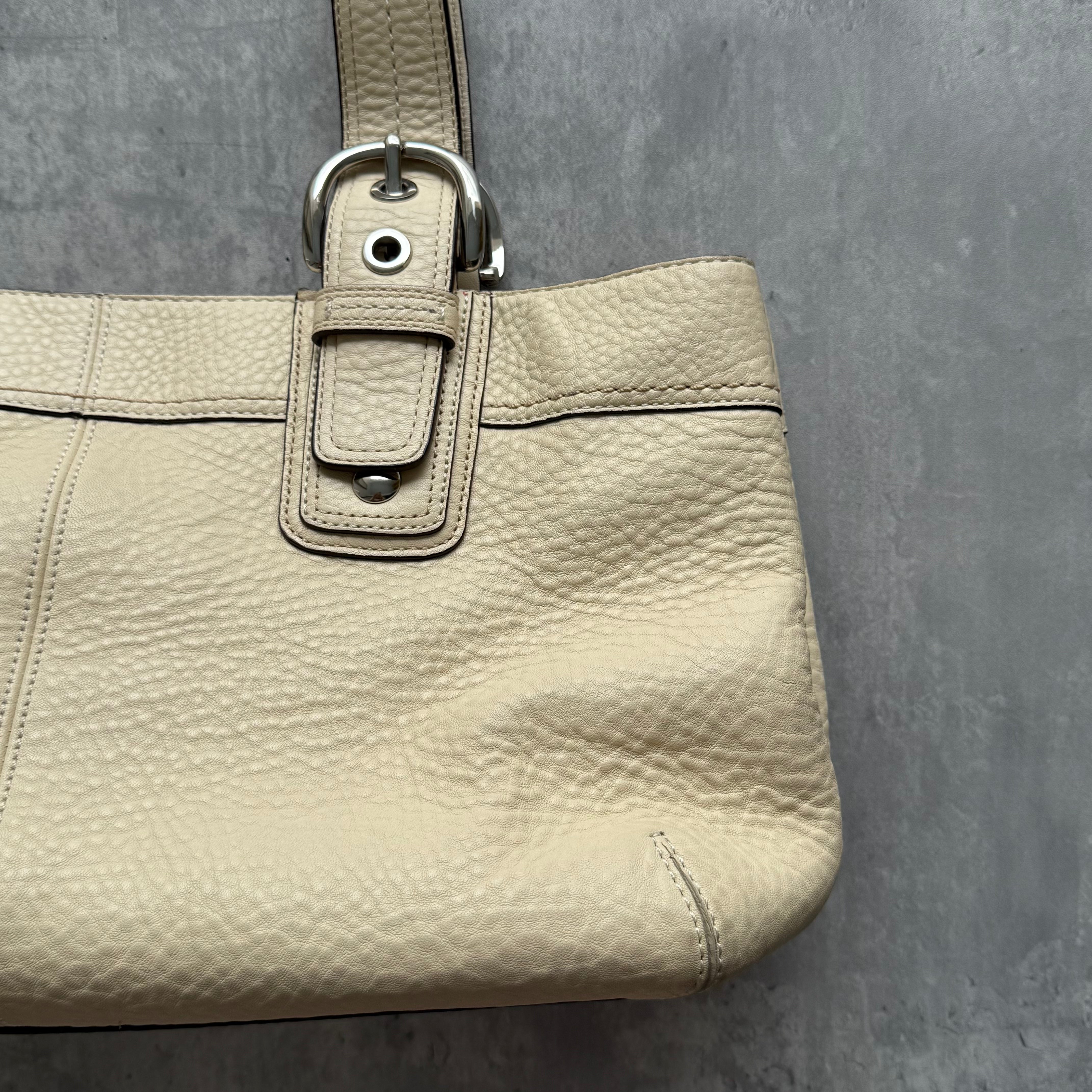 Coach Soho Pleated Leather Satchel Bag Cream