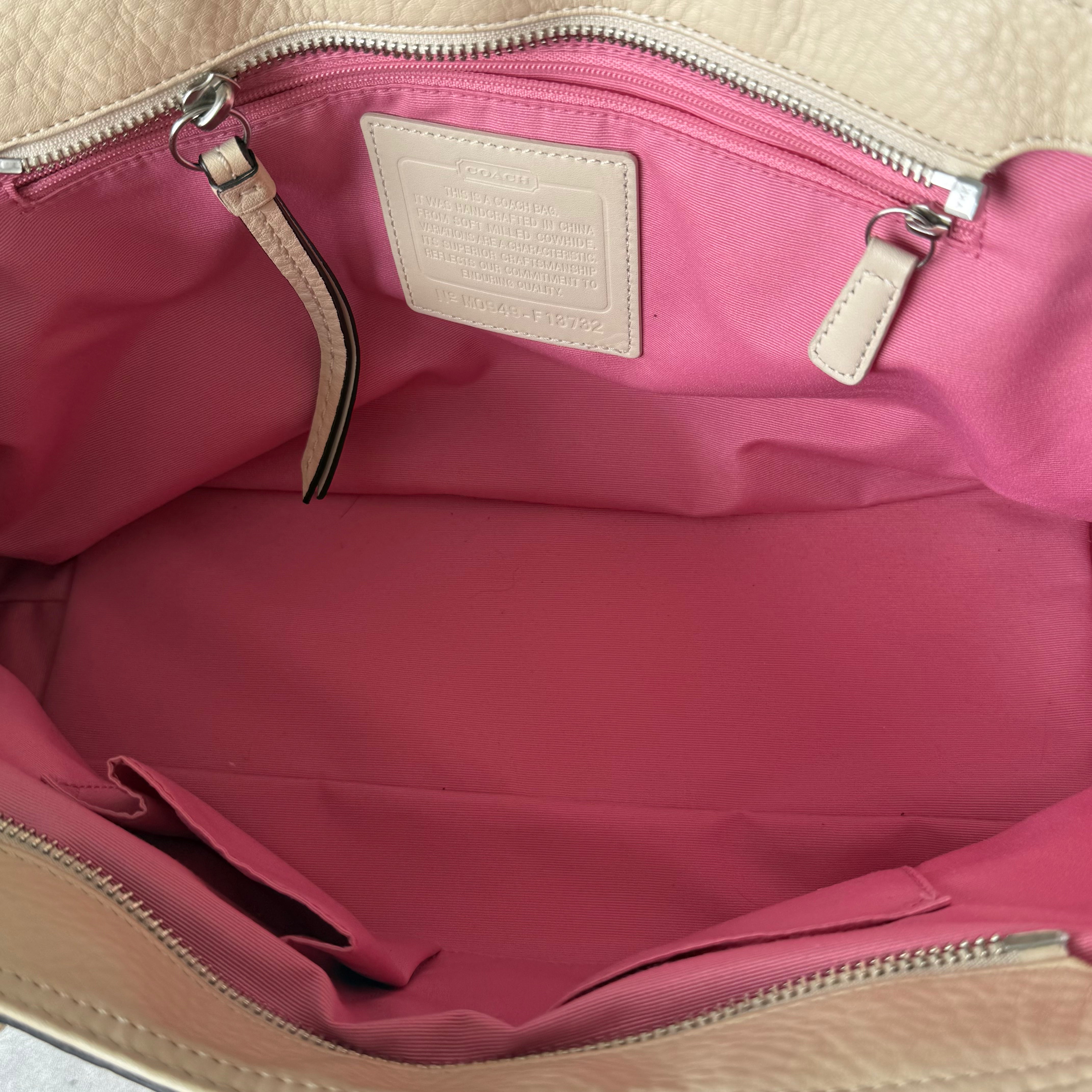 Coach Soho Pleated Leather Satchel Bag Cream