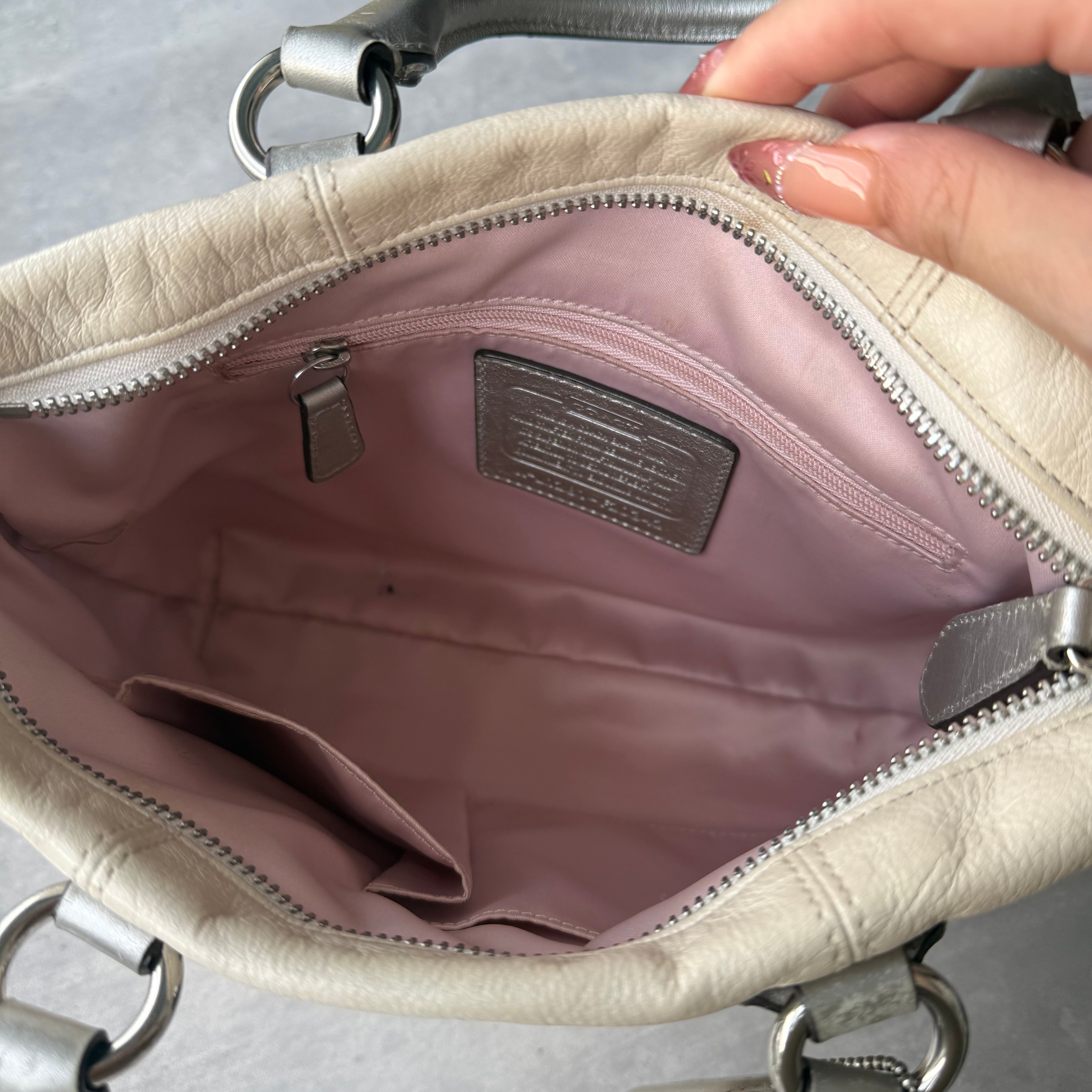 Coach Y2K Ashley Mini Tote Bag Cream/Silver