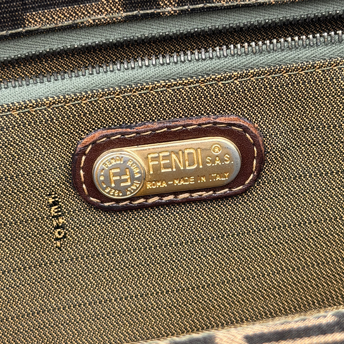 Fendi FF Zucca Tobacco Double Zip Tote Bag Brown