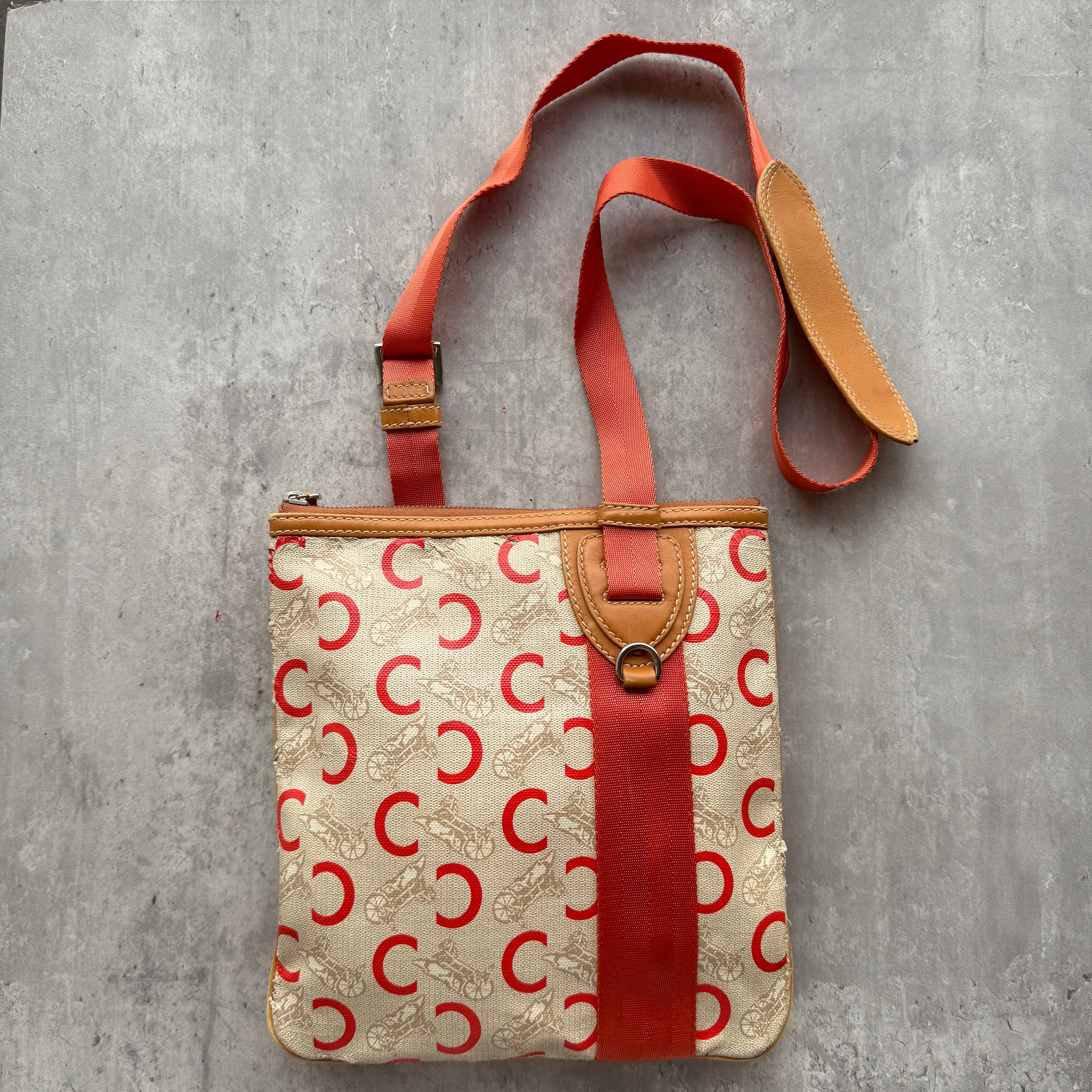 Celine Macadam Carriage Crossbody Bag Orange/Beige