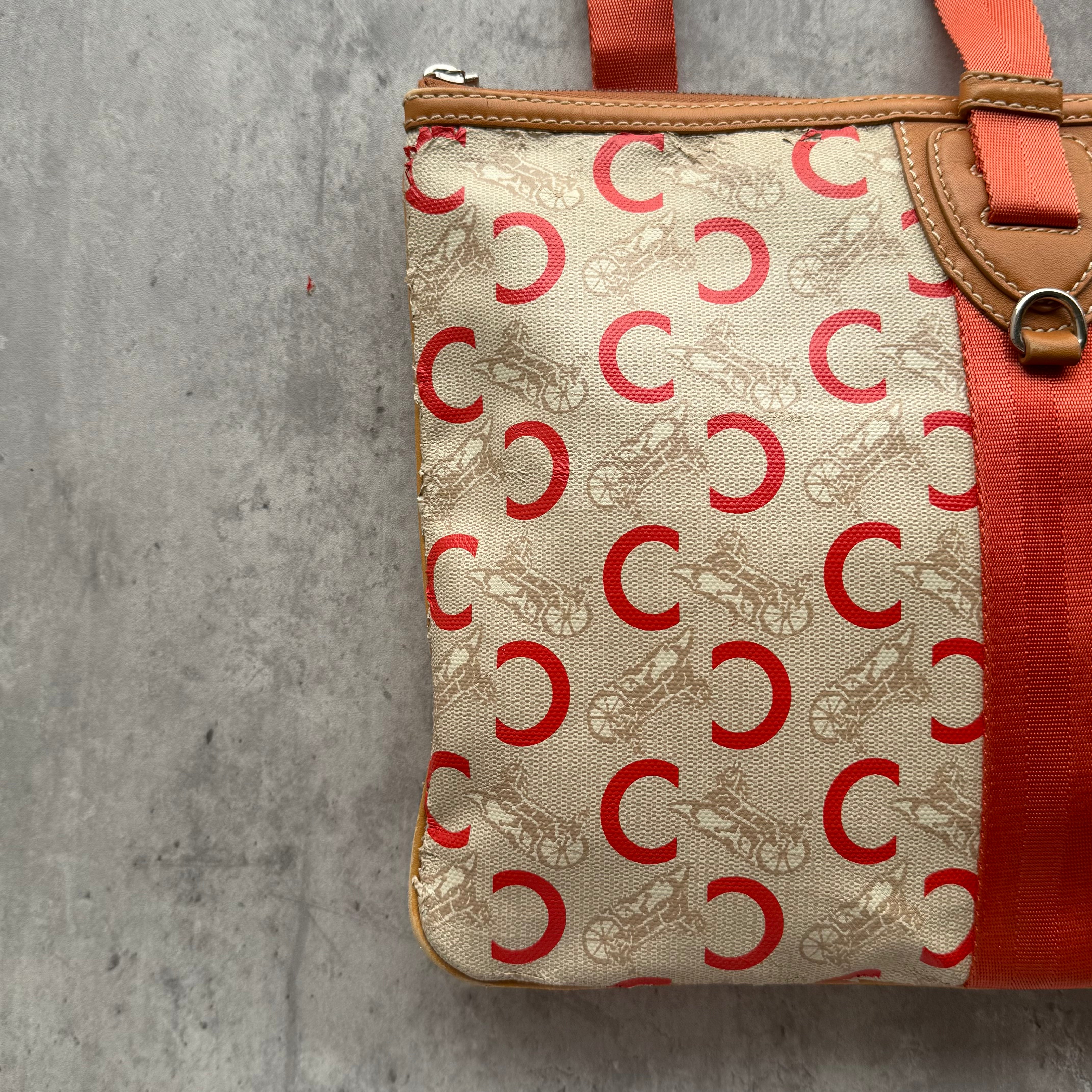 Celine Macadam Carriage Crossbody Bag Orange/Beige