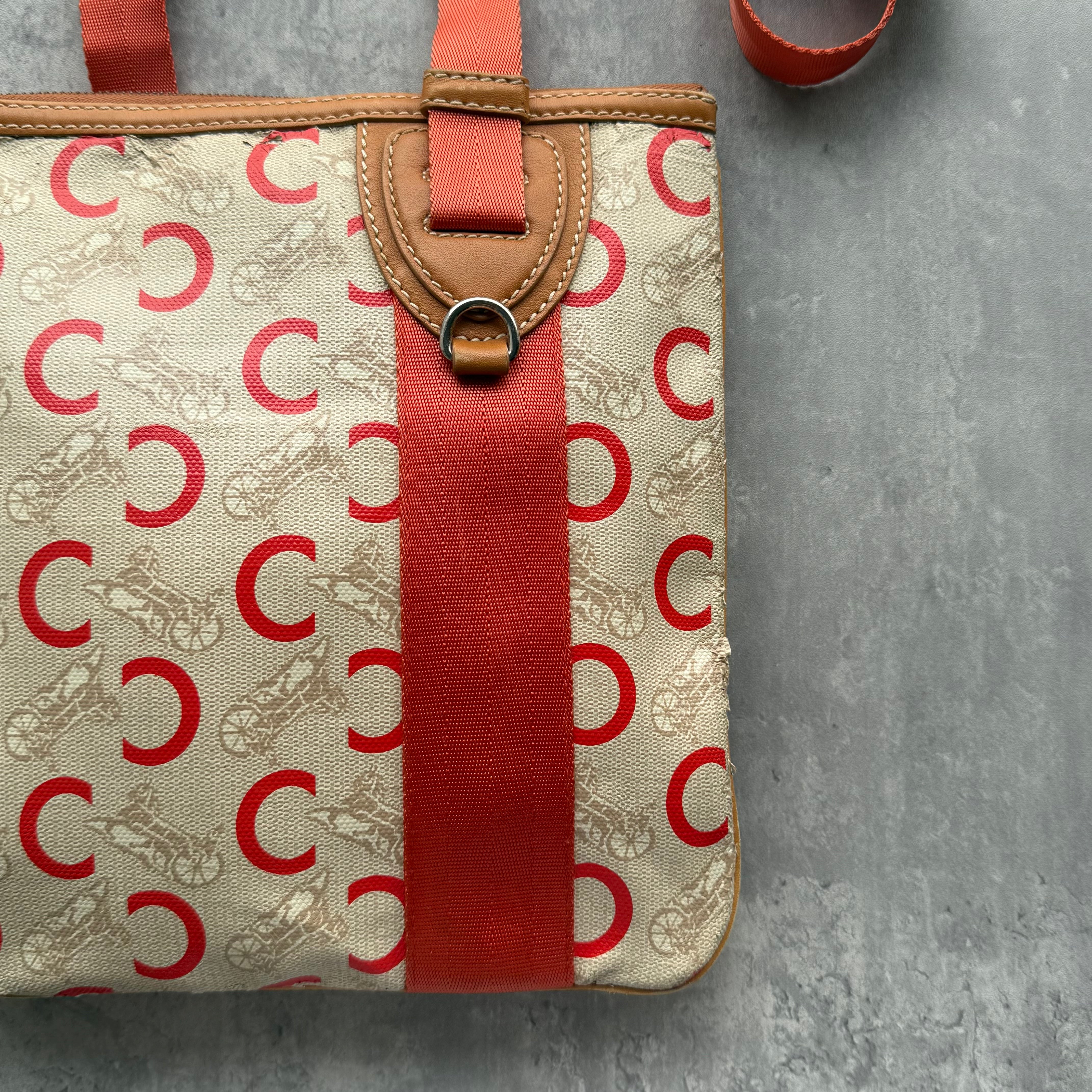 Celine Macadam Carriage Crossbody Bag Orange/Beige
