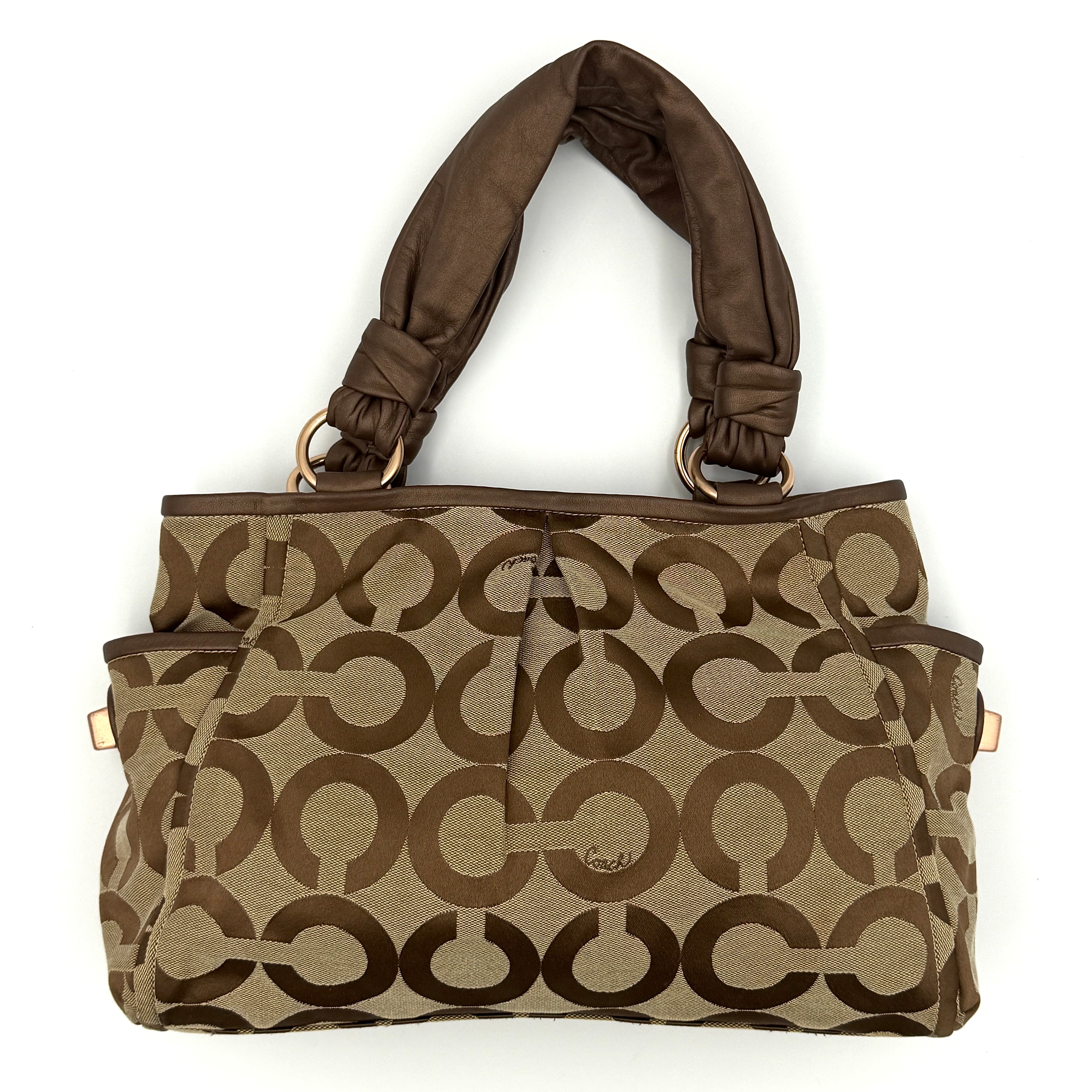 Coach Signature Op Art Parker Hobo Shoulder Bag Brown/Beige