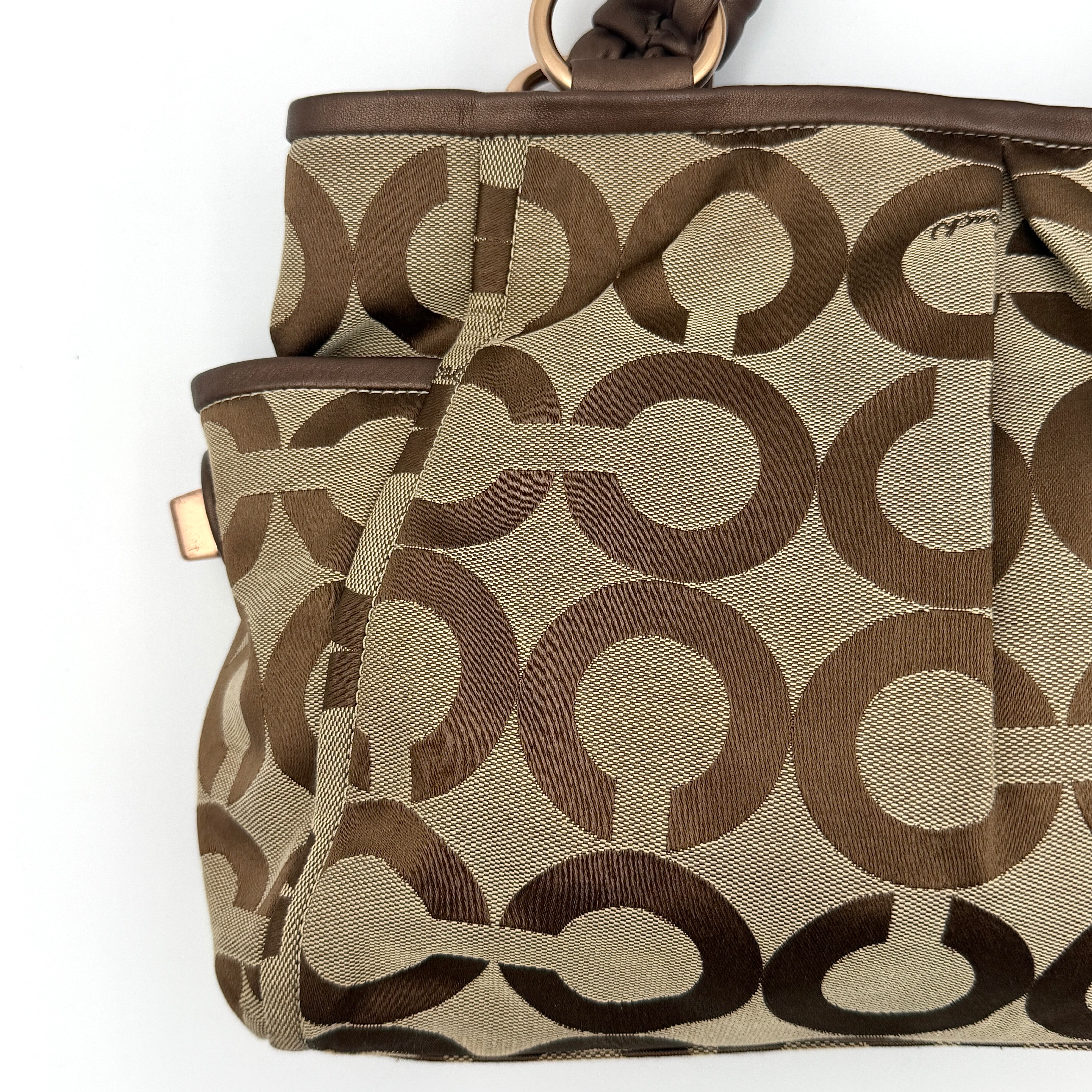 Coach Signature Op Art Parker Hobo Shoulder Bag Brown/Beige
