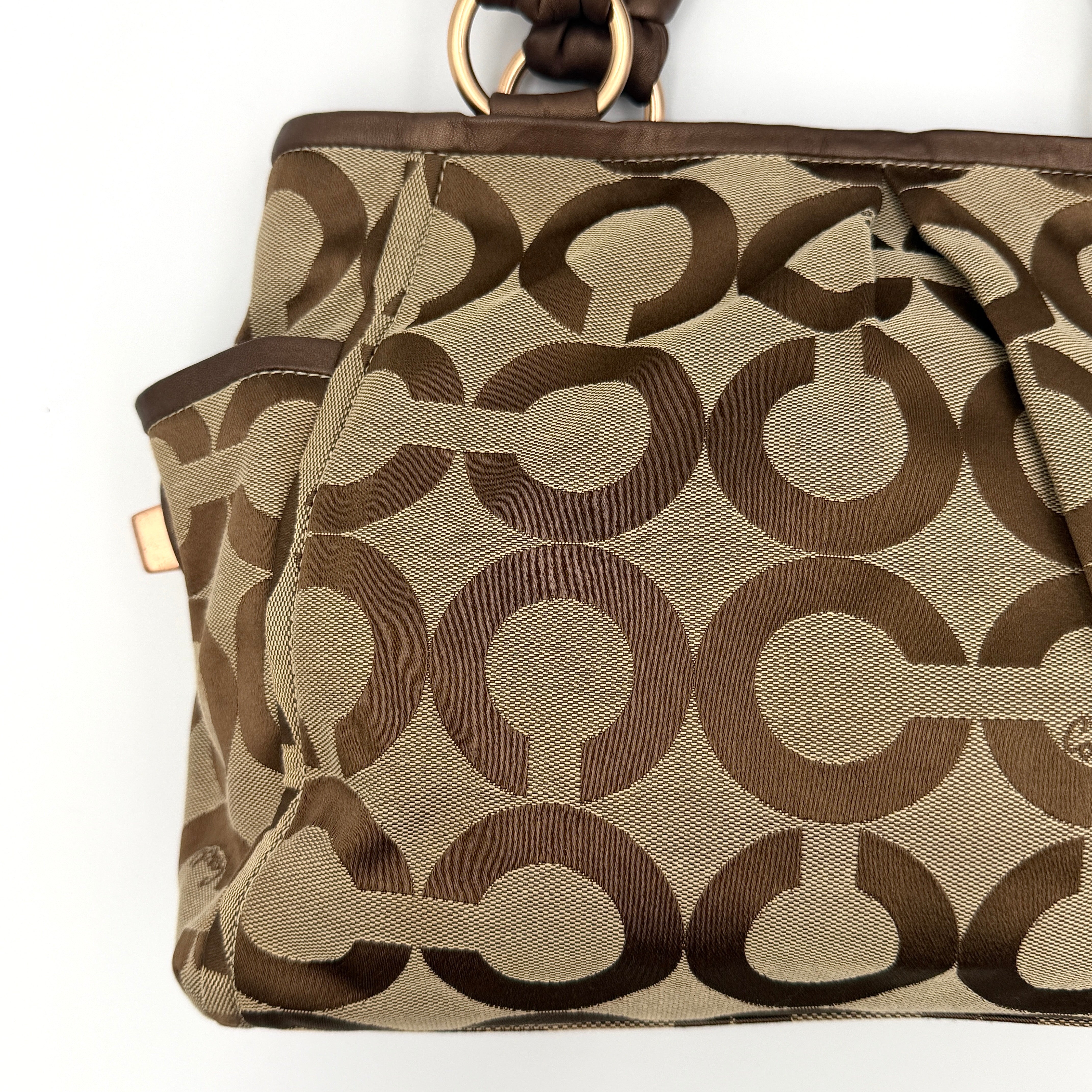 Coach Signature Op Art Parker Hobo Shoulder Bag Brown/Beige