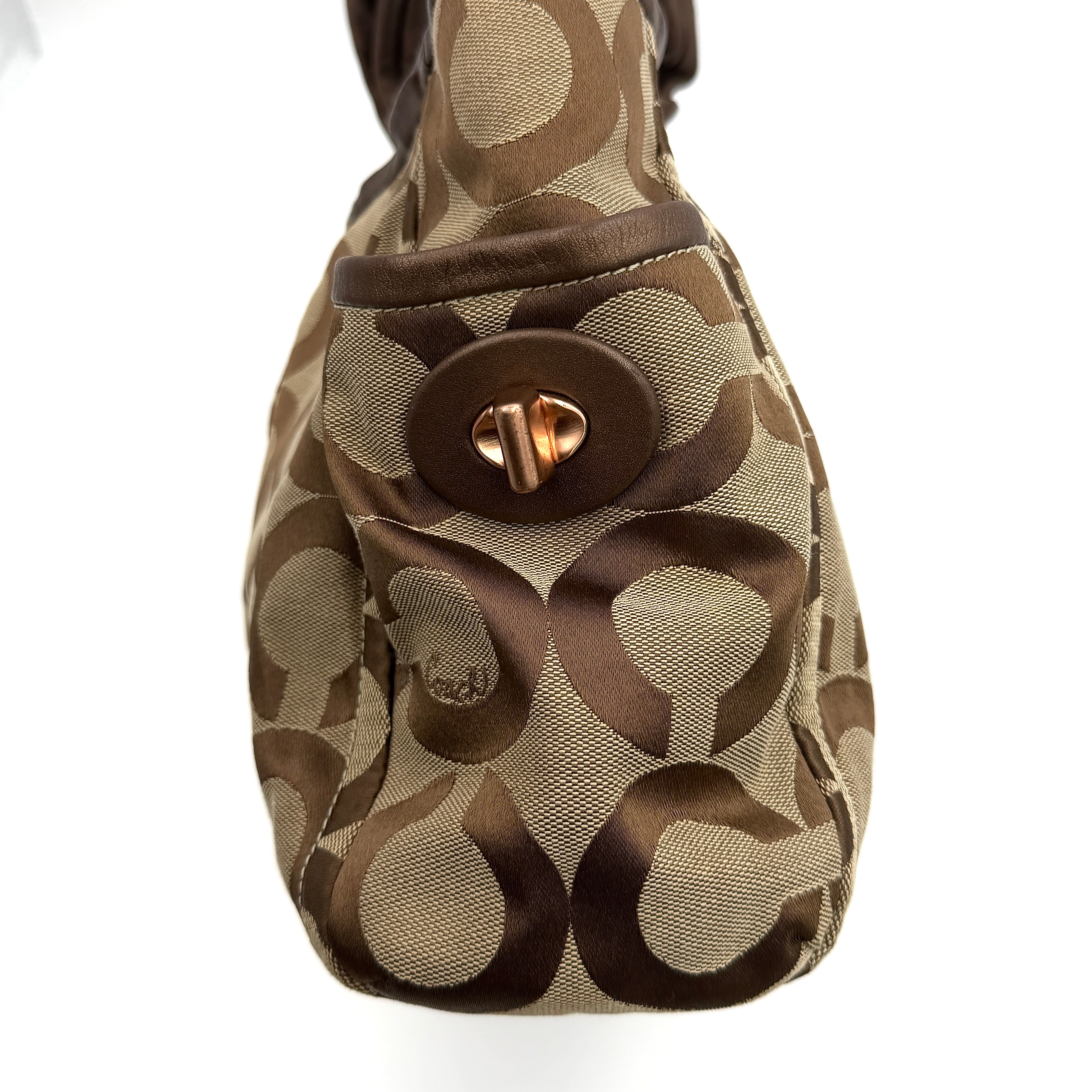 Coach Signature Op Art Parker Hobo Shoulder Bag Brown/Beige