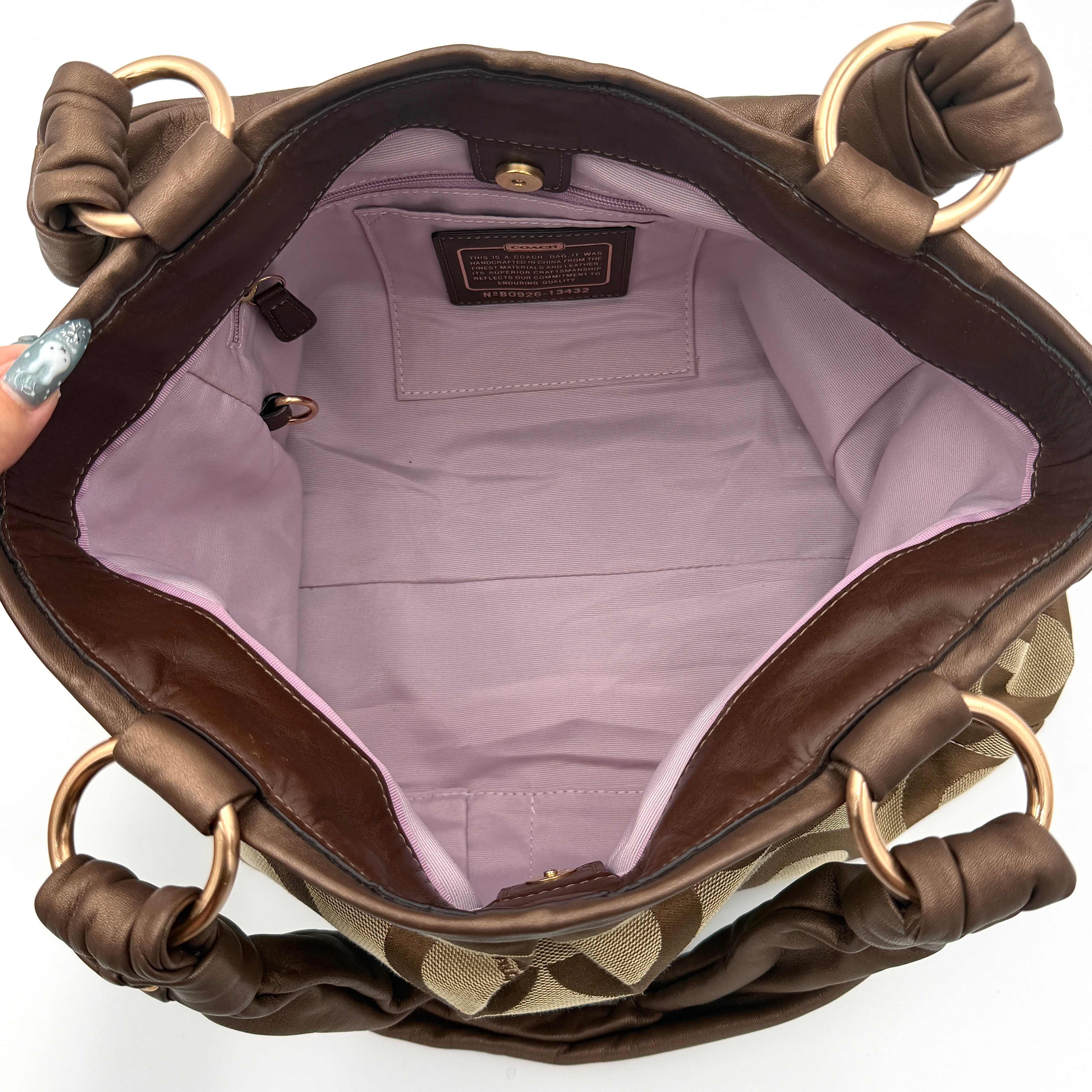 Coach Signature Op Art Parker Hobo Shoulder Bag Brown/Beige