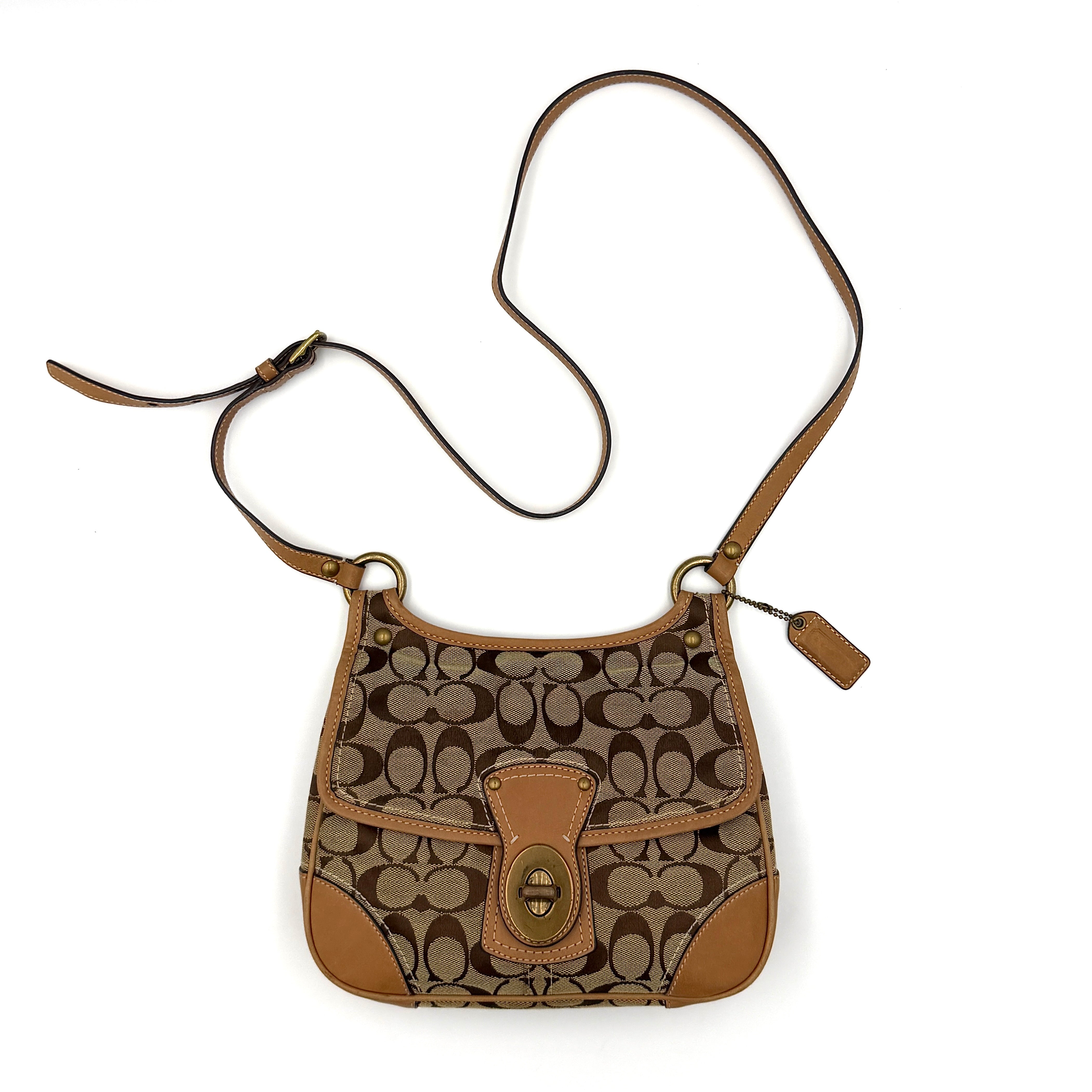 Coach Signature Turnlock Crossbody Bag Tan/Beige