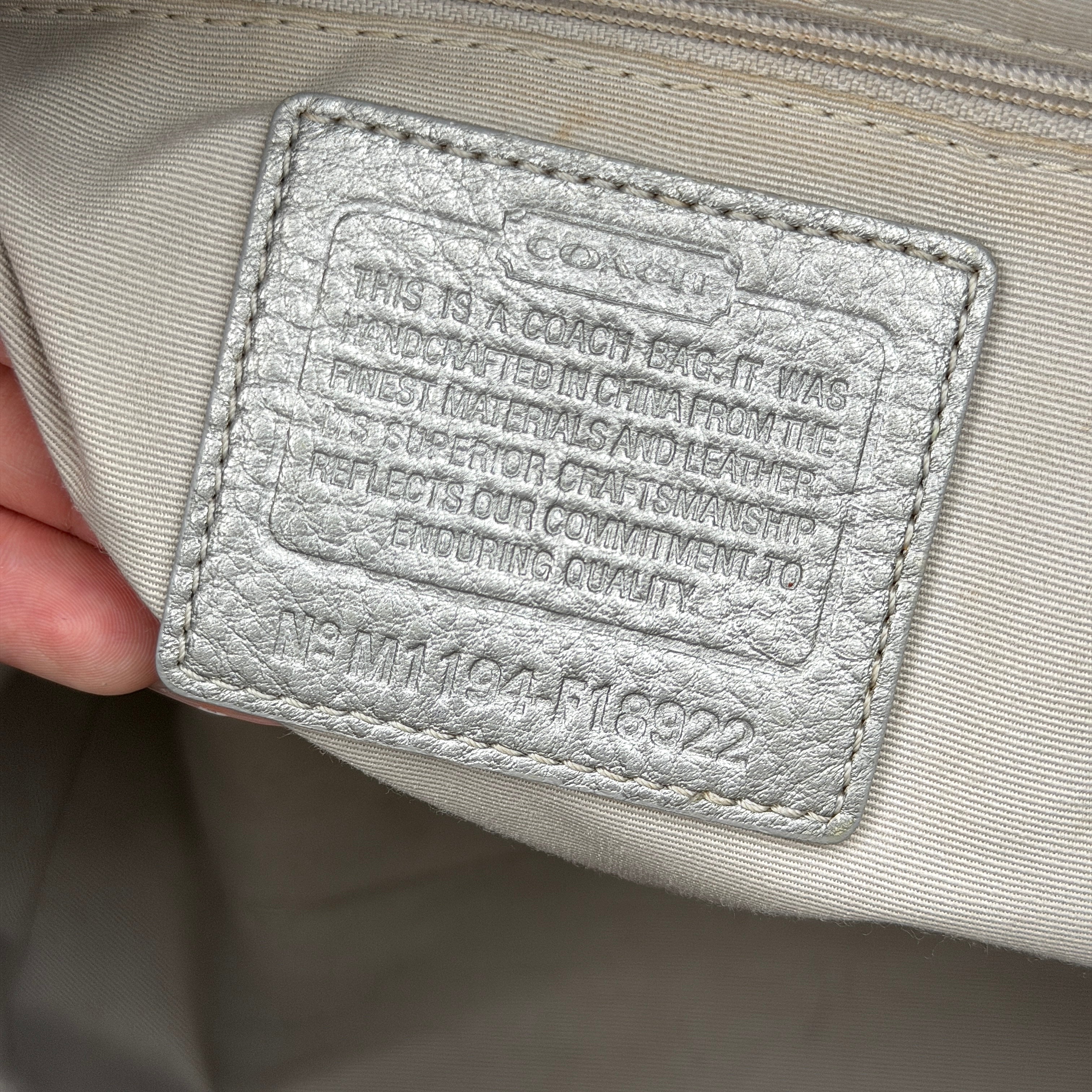 Coach Signature Peyton Heritage Tote Bag Light Blue/Silver