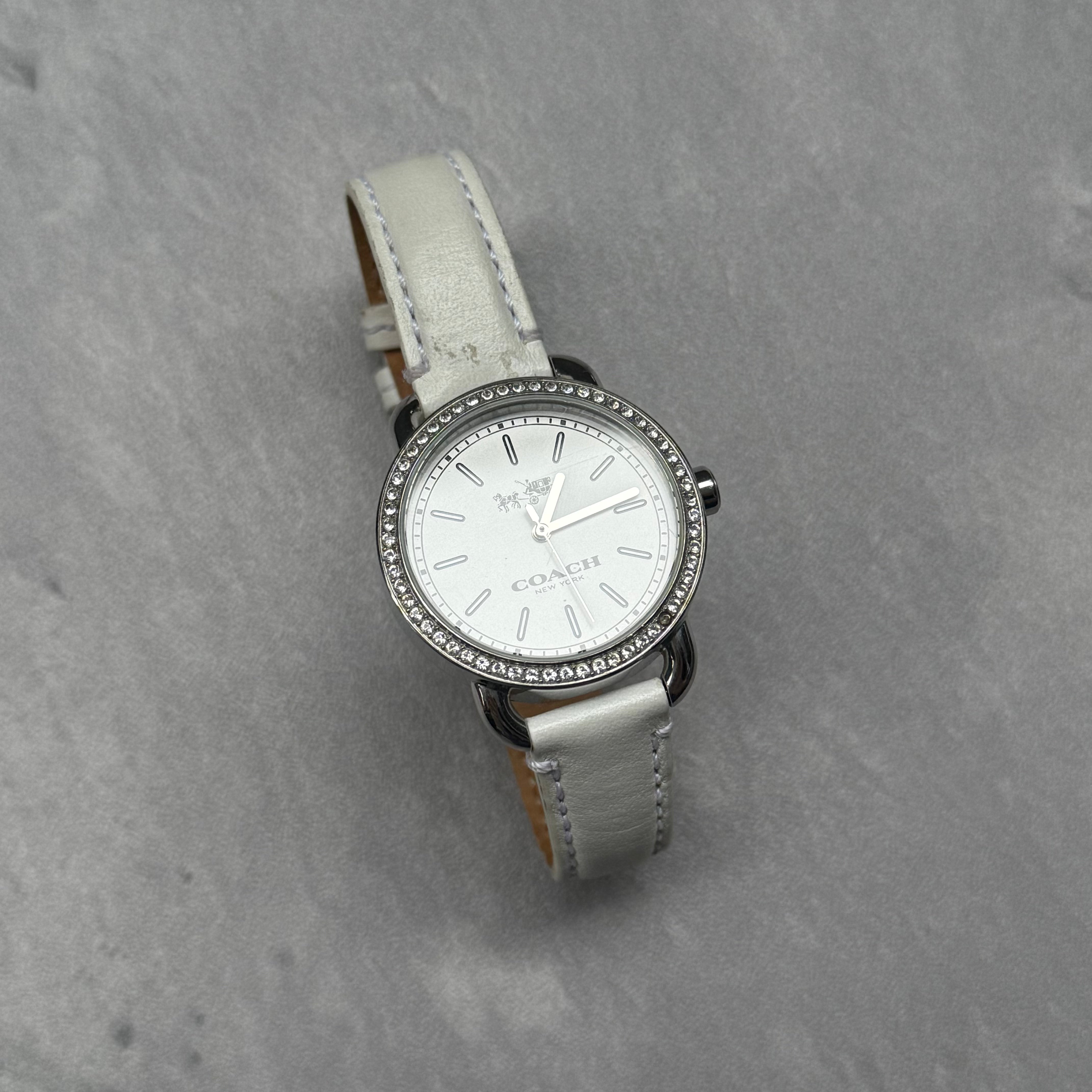 Coach Rhinestone Lex Watch White