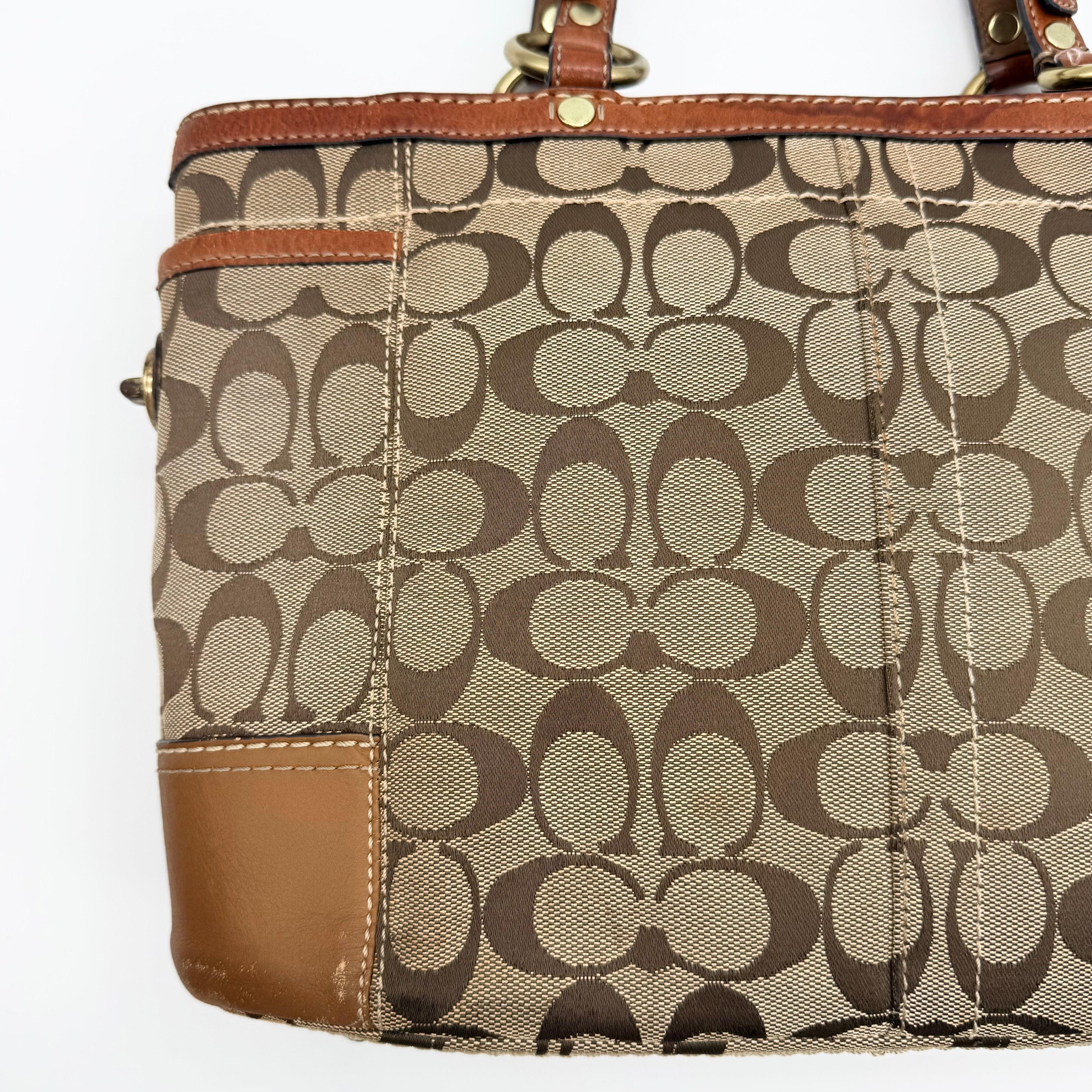 Coach Signature Gallery Tote Bag Beige/Brown