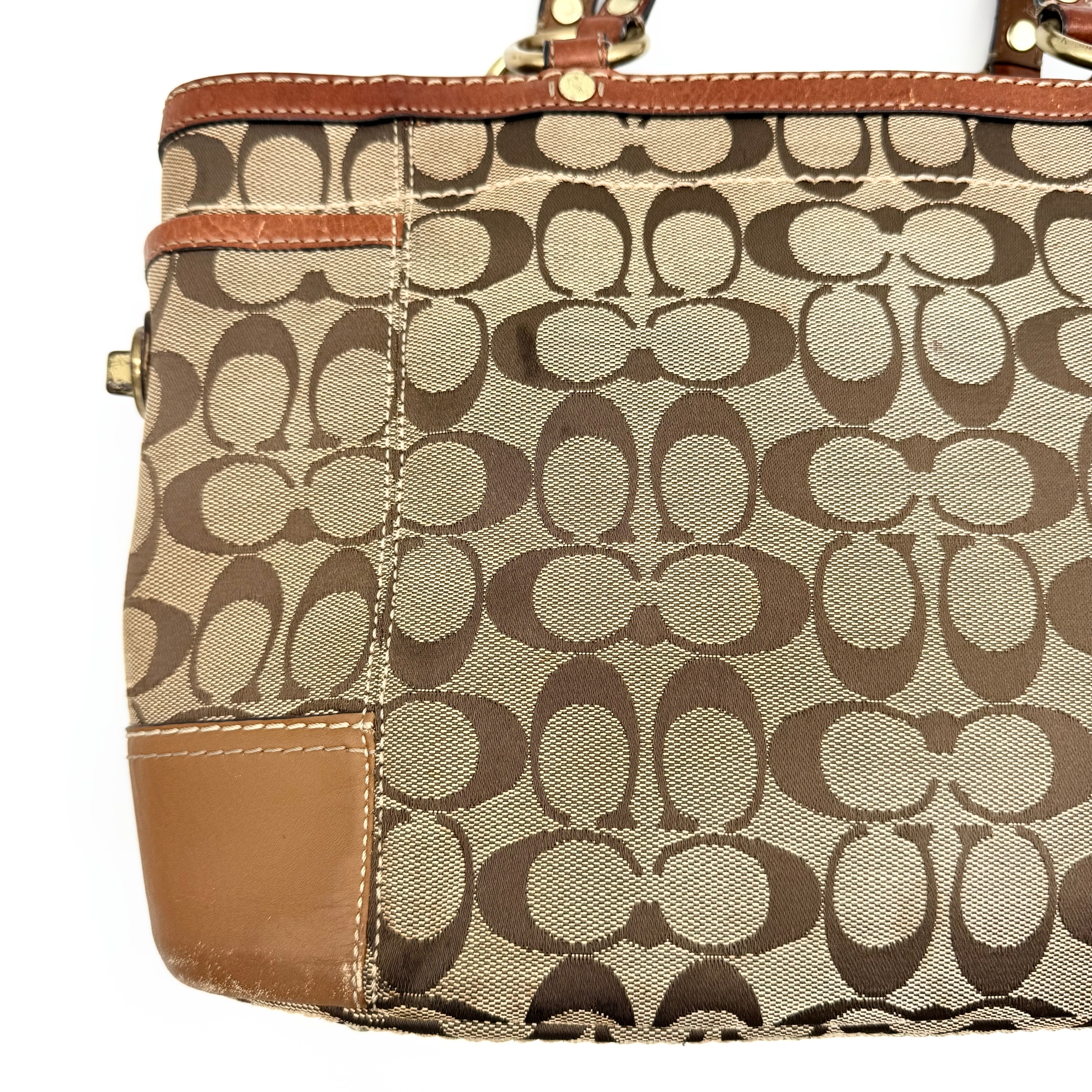 Coach Signature Gallery Tote Bag Beige/Brown