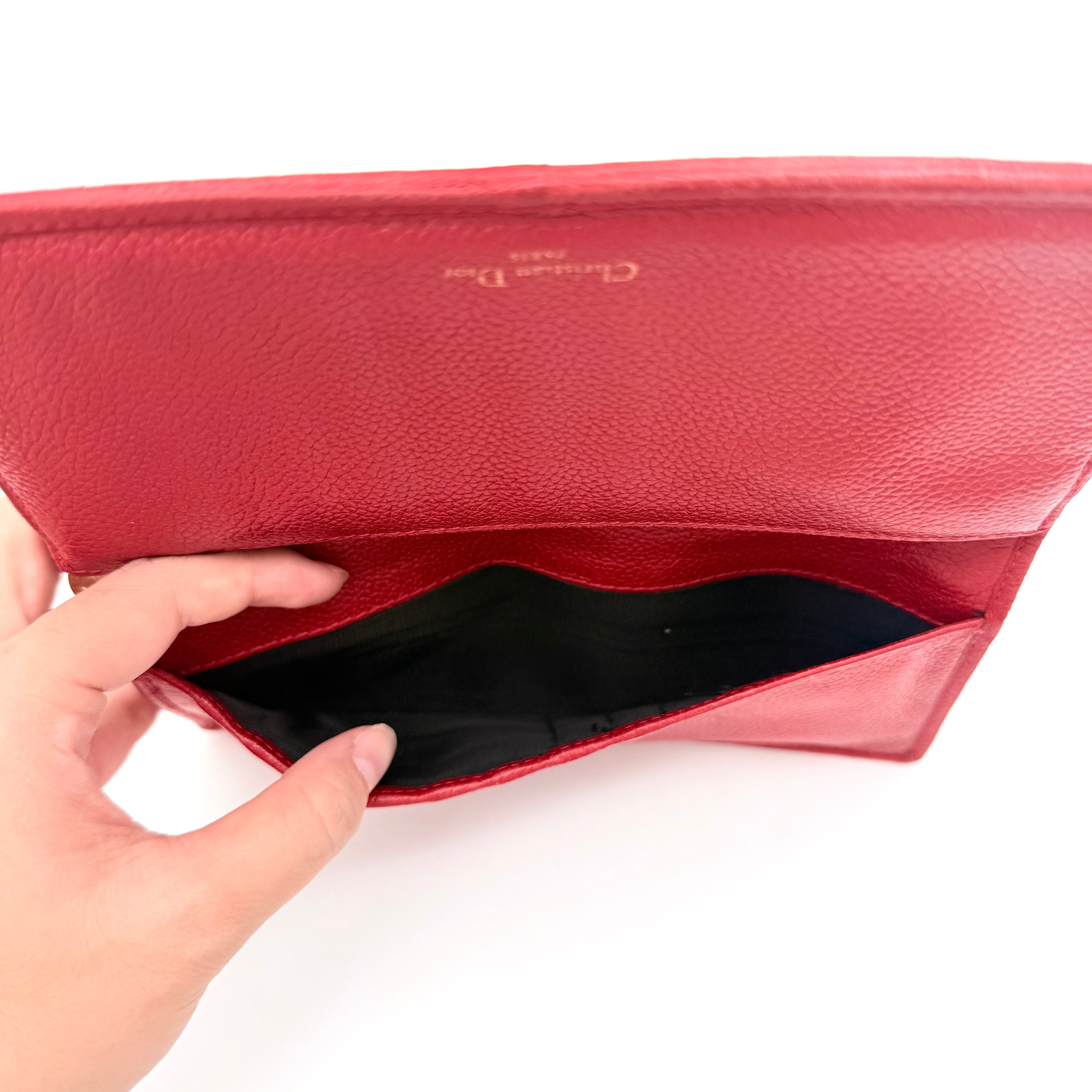 Christian Dior Lady Dior Quilted Long Wallet Red