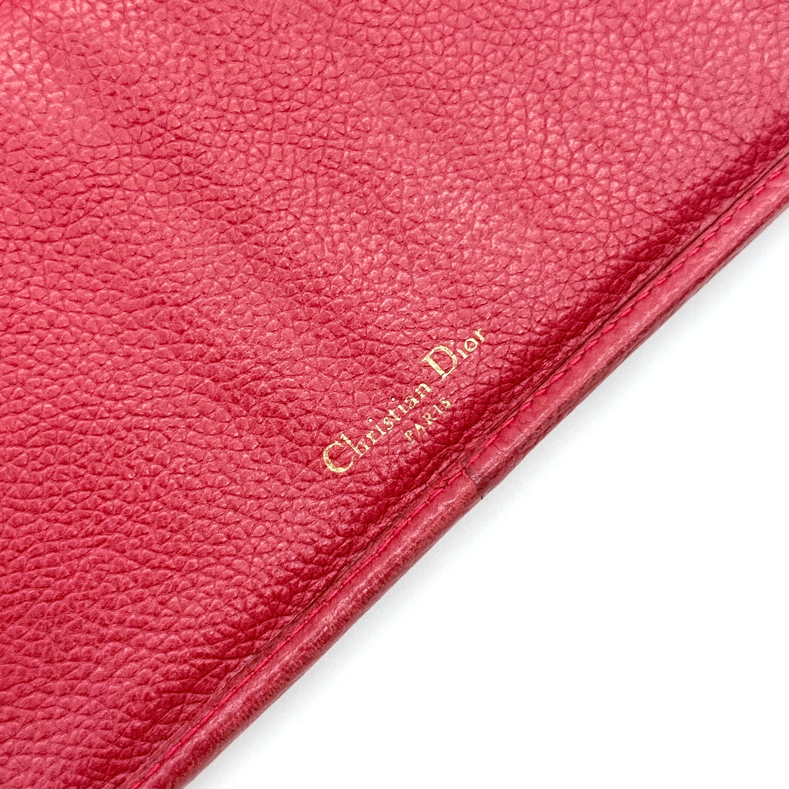 Christian Dior Lady Dior Quilted Long Wallet Red