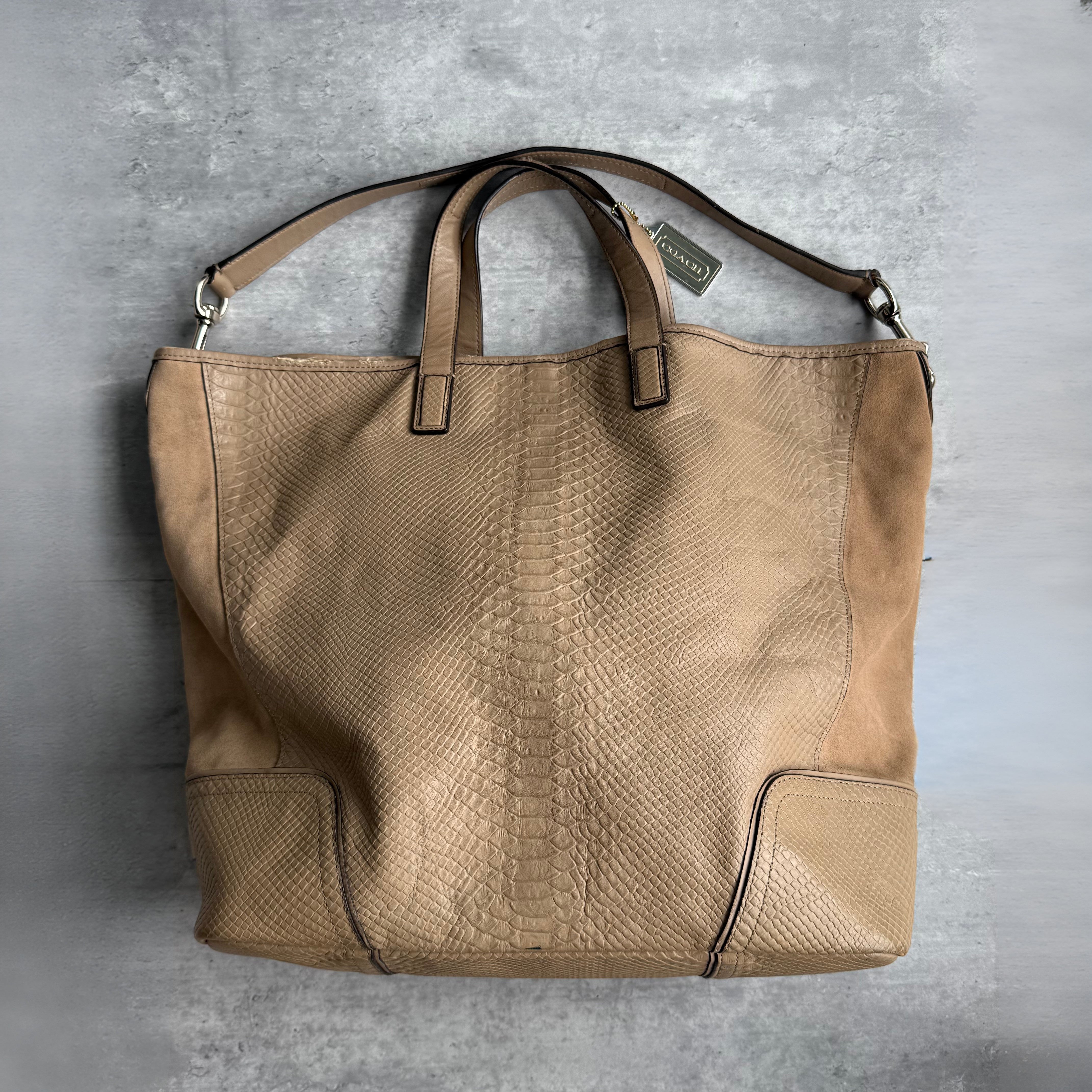 Coach Hadley XL Python Tote Bag Tan