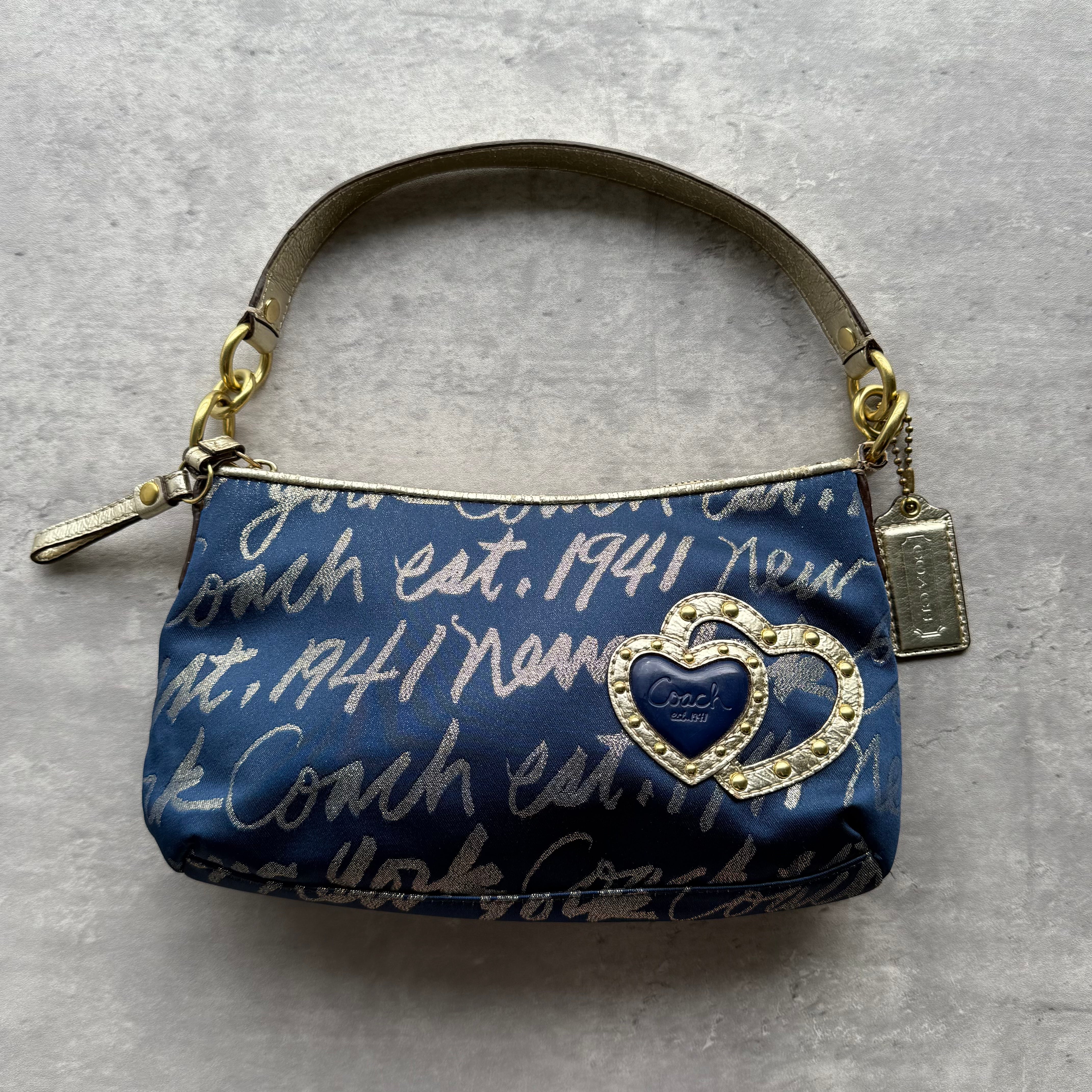 Coach 2Way Heart ShoulderBag Blue/Gold