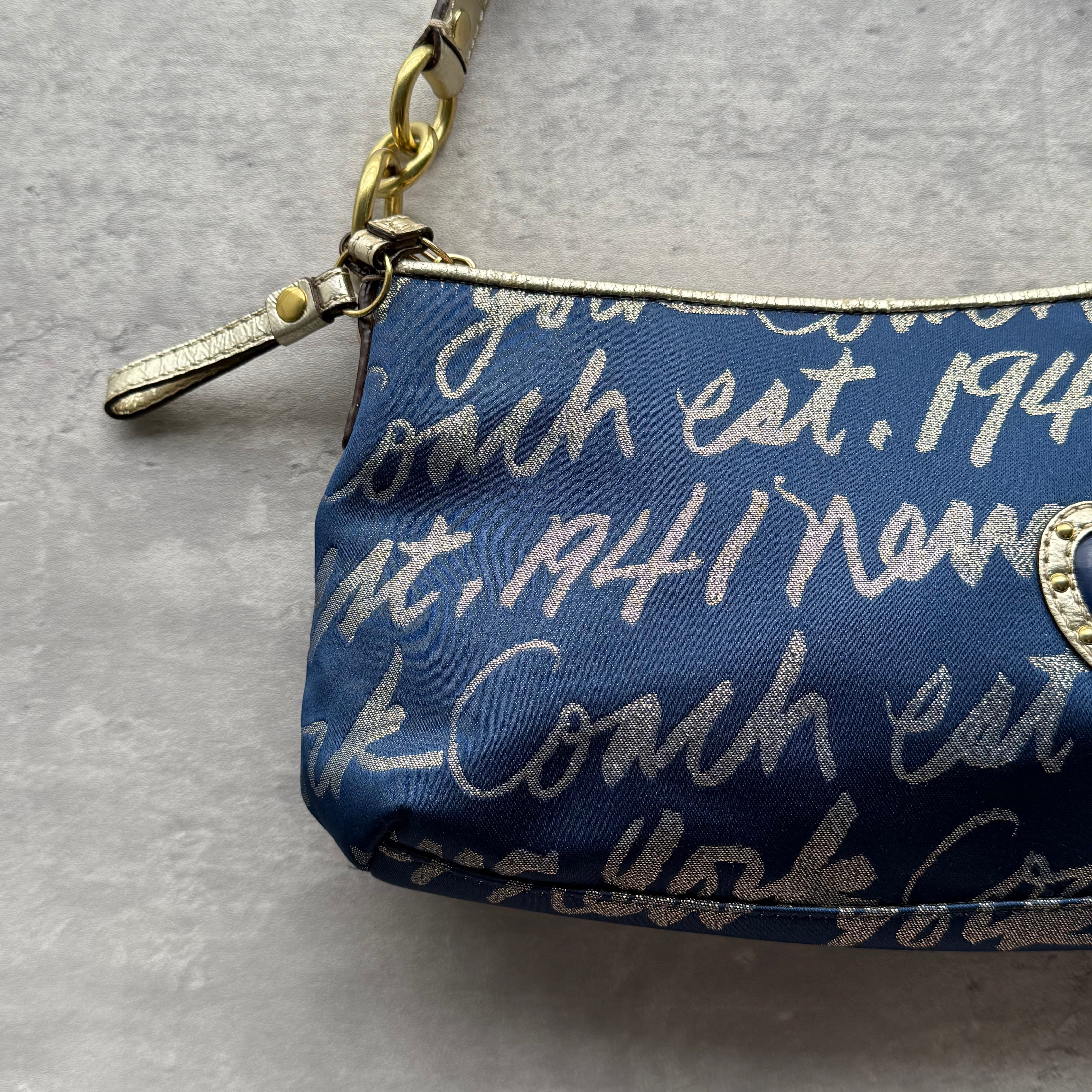Coach 2Way Heart ShoulderBag Blue/Gold