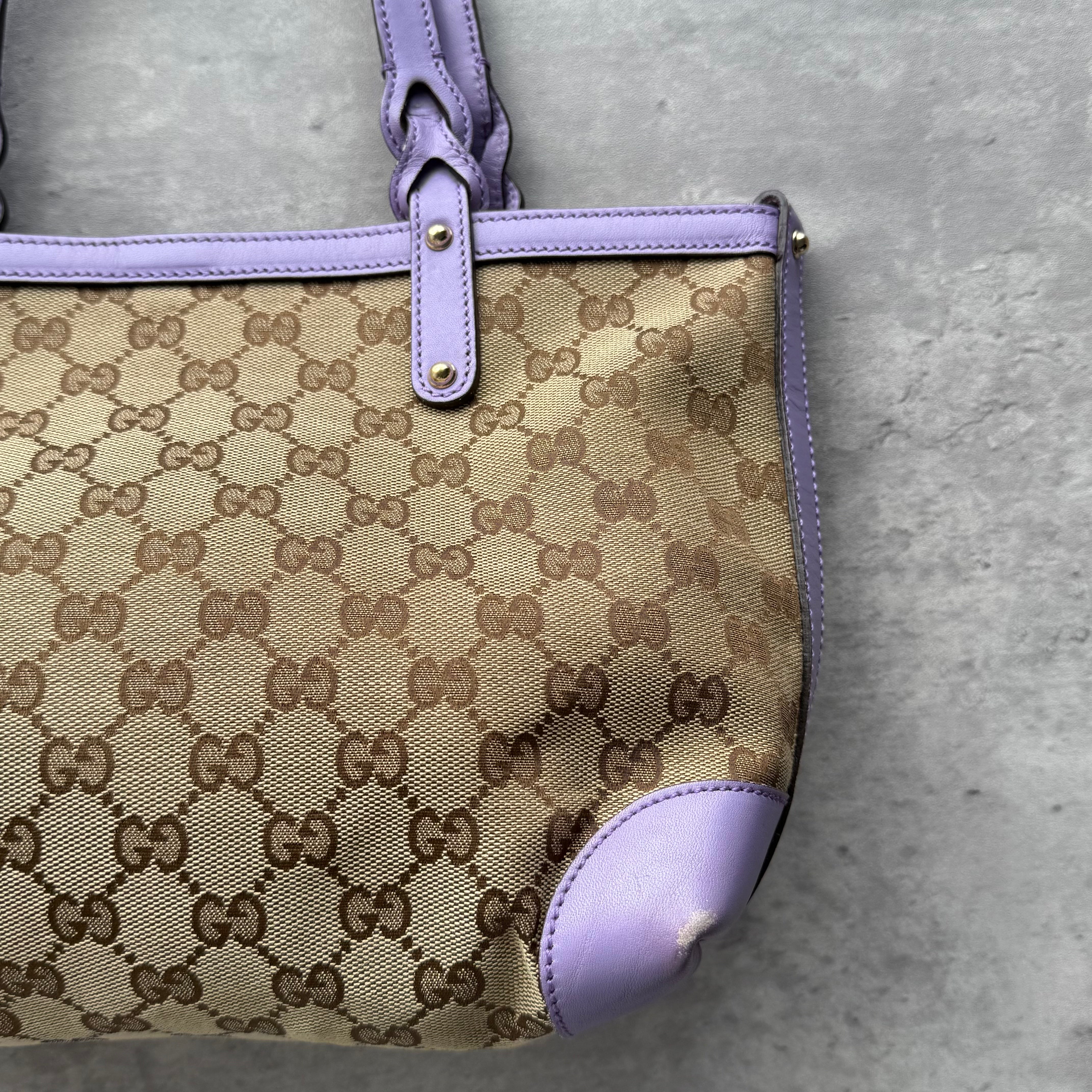 Gucci GG Monogram Shoulder Bag Beige/Purple