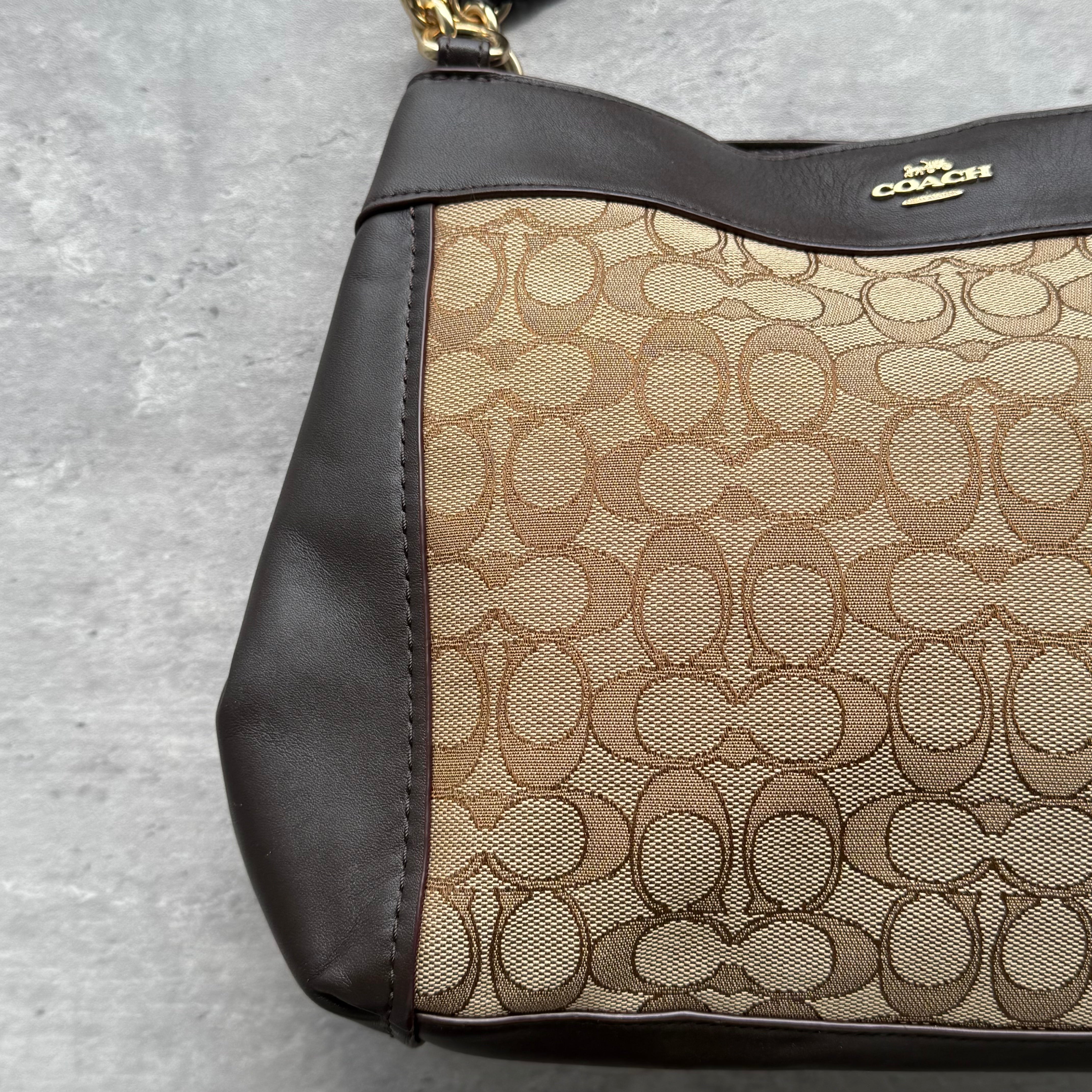Coach Signature Lexy Canvas Shoulder Bag Beige/Brown